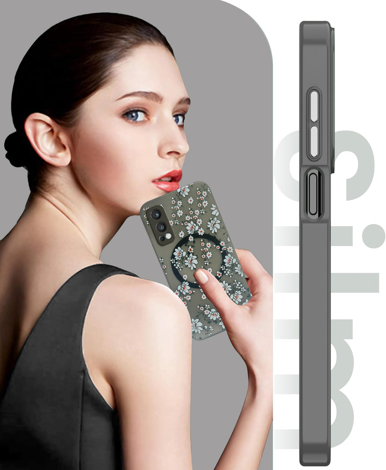 For OnePlus Nord 2 Back Cover Case (Cute Floral Design | Flower Print for Girls | MagSafe Compatible Wireless Charging)