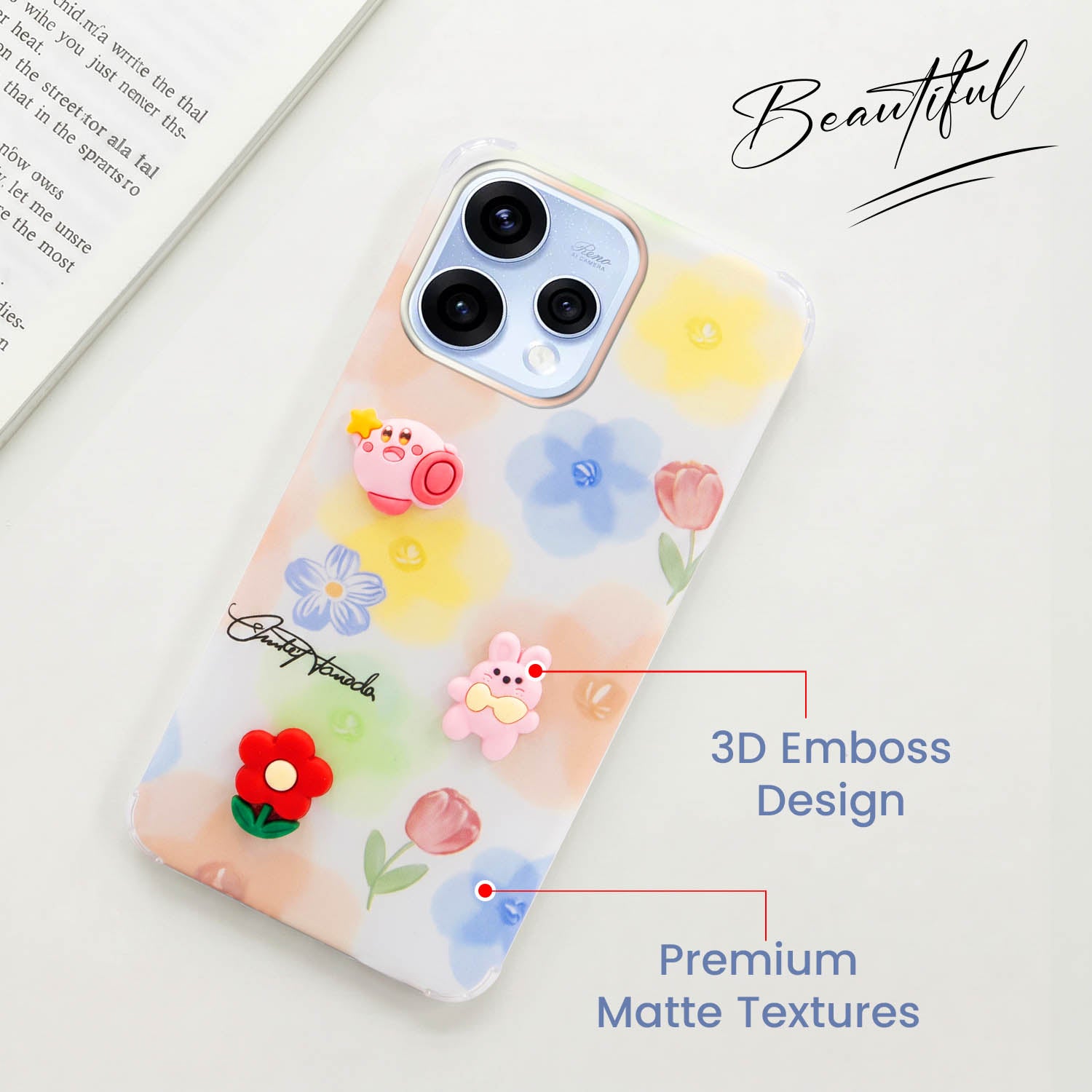 For Oppo Reno15 5G | Oppo Reno 15 5G Back Cover Case (3D Cute Cartoons | Hard Back Side Soft | Matte Premium Finish | HD Printing)