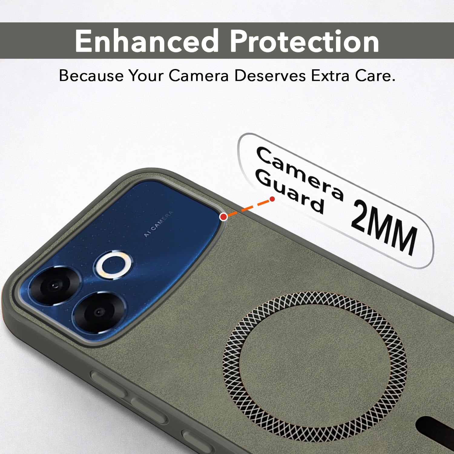For Oppo F33 Pro 5G Back Cover Case Leather Finish (MagSafe Compatible Wireless Charging | Soft Touch | Camera Bump Protection)