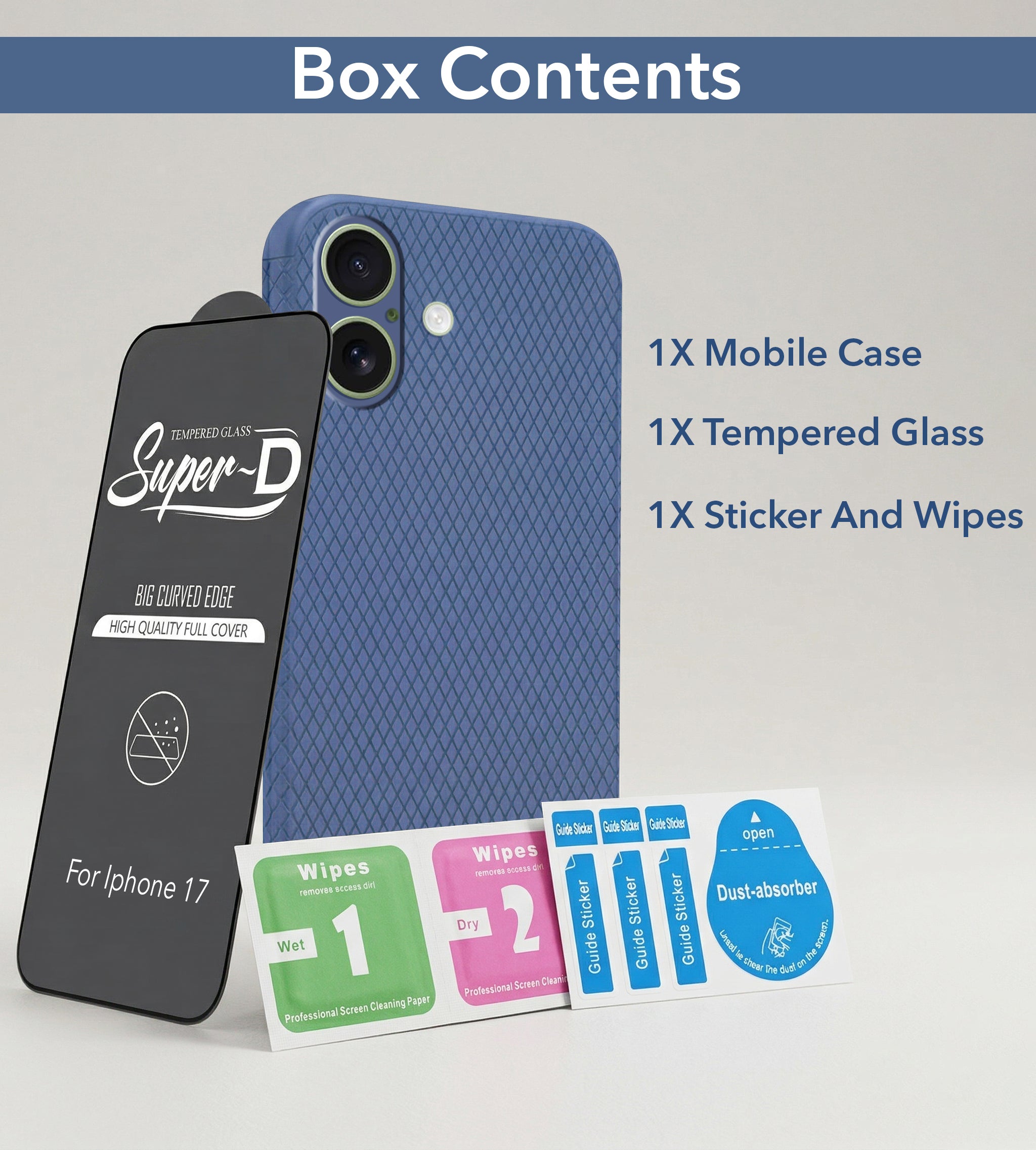 For Apple iPhone 17 Combo with Back Cover and 9H Tempered Glass (Liquid Silicone | Camera Protection | Oleophobic Coating Screen Glass)