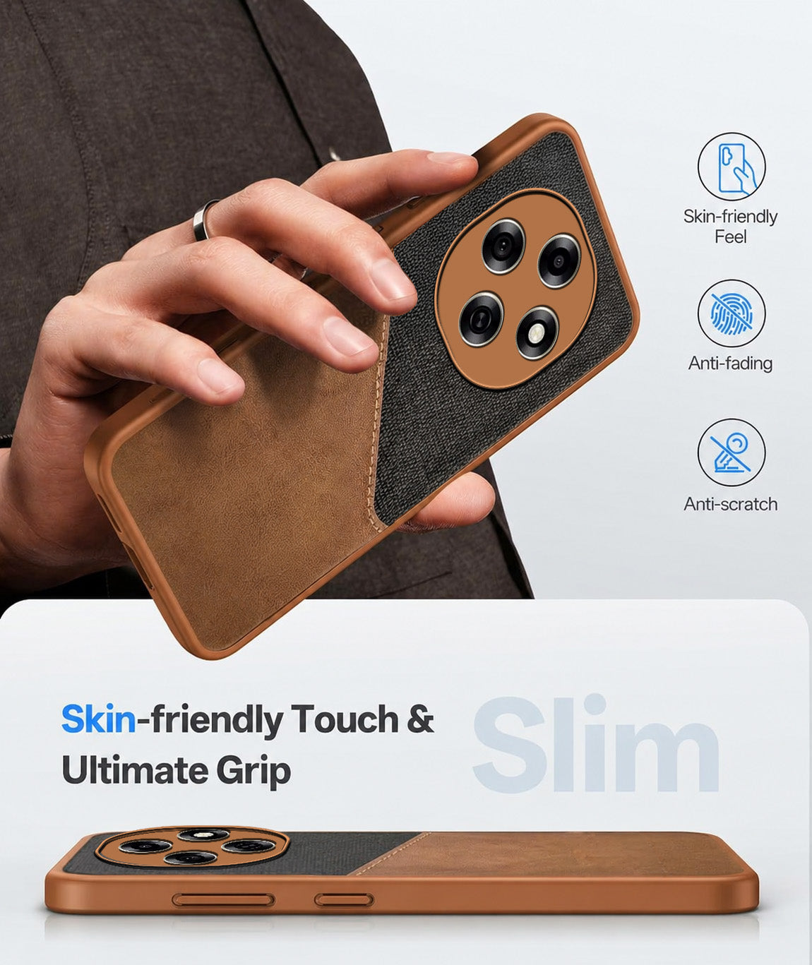 For Oppo F31 Pro Back Cover Case (Dual PU Leather Stitch | Professional Minimalist | Soft and Flexible)