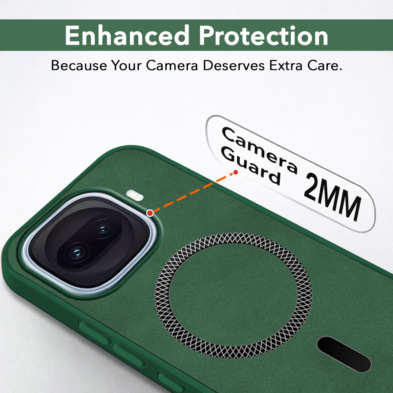 For Vivo iQOO 15R 5G Back Cover Case Leather Finish (MagSafe Compatible Wireless Charging | Soft Touch | Camera Bump Protection)