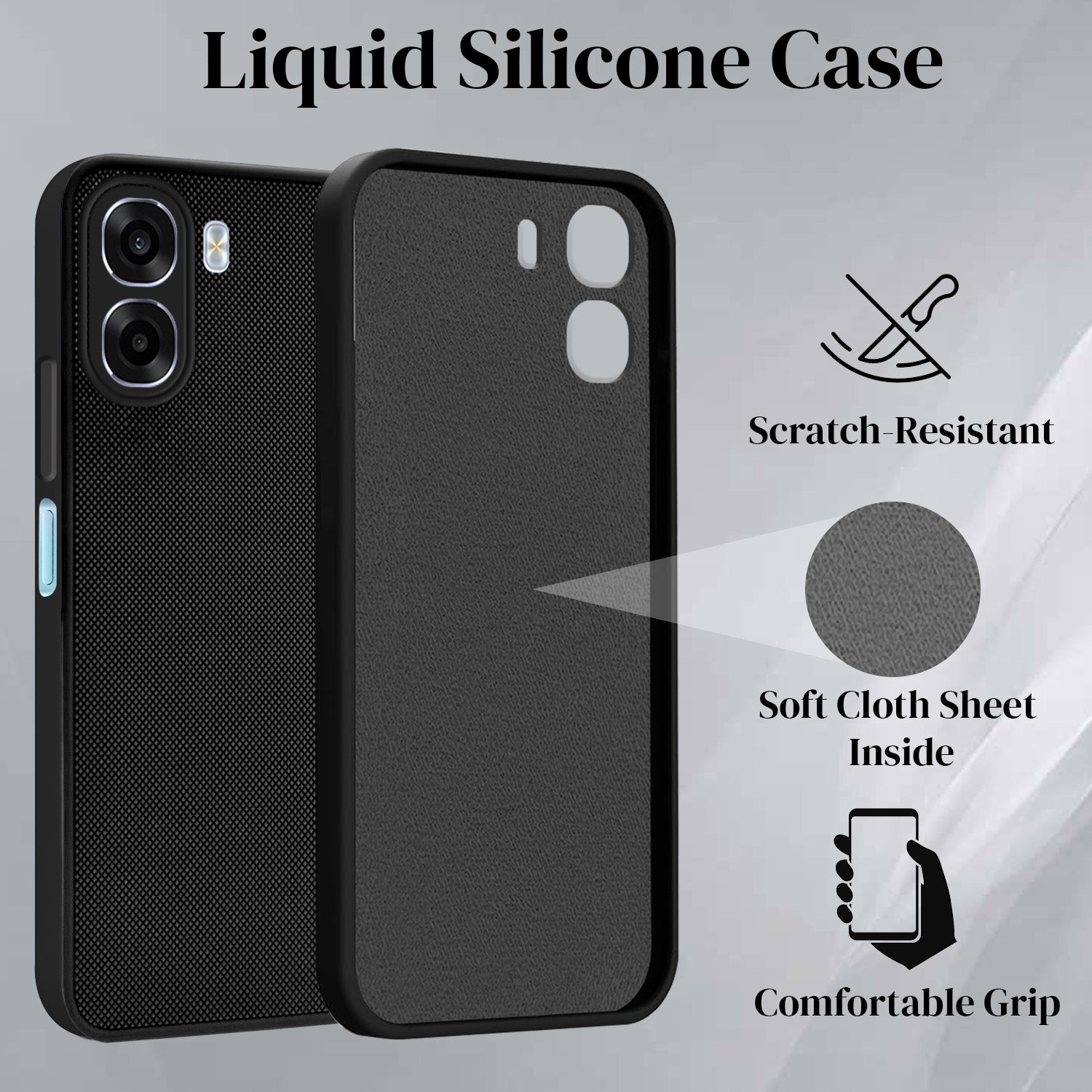 For Oppo K14x 5G Back Cover Case Rubberised (Textured Grip Design | Micro-Fiber Cloth Inside | Slim and Light Weight | Soft Touch and Feel)