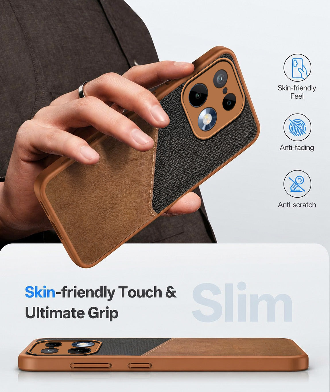 For Realme 16 Pro Back Cover Case (Dual PU Leather Stitch | Professional Minimalist | Soft and Flexible)