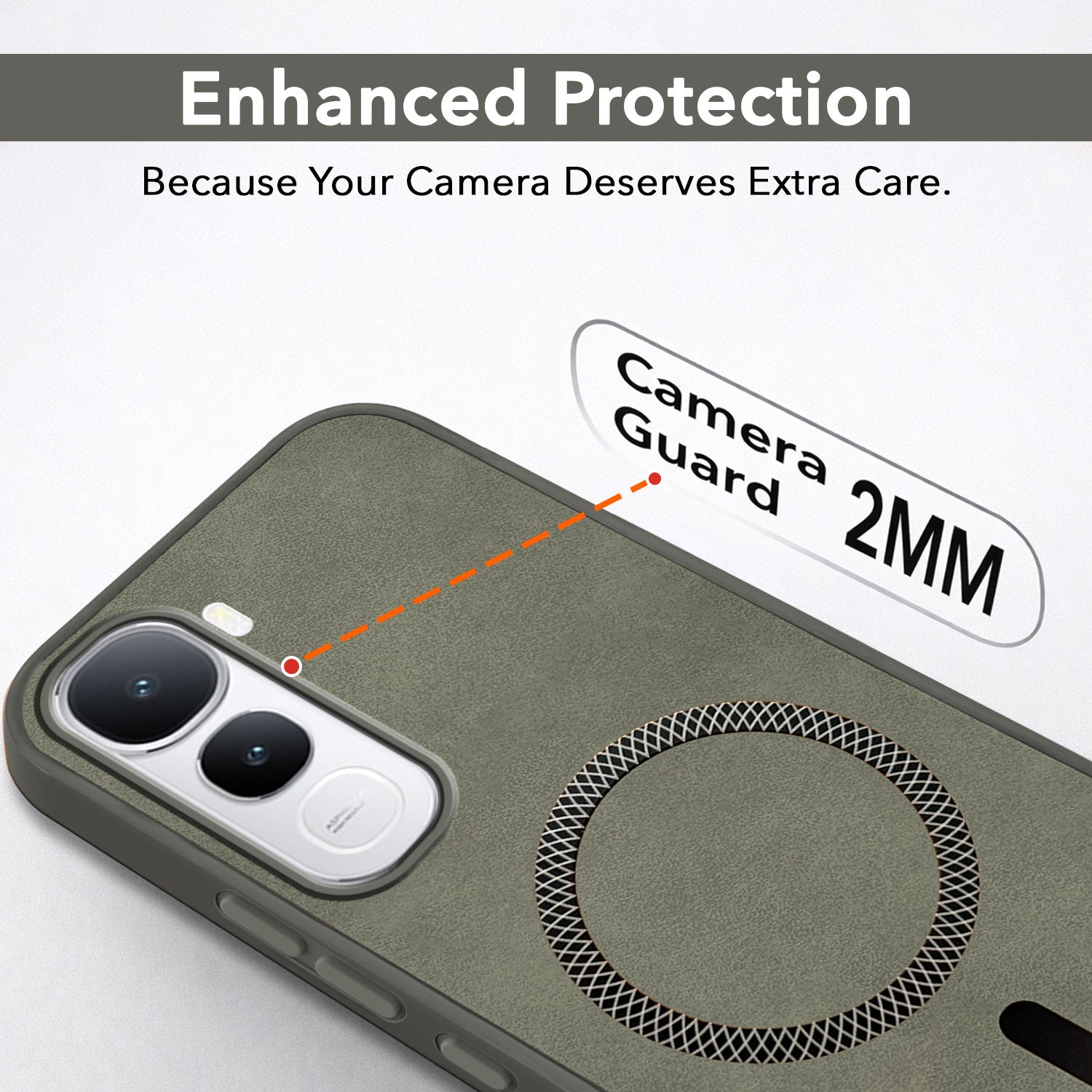 For Vivo Y400 Back Cover Case Leather Finish (MagSafe Compatible Wireless Charging | Soft Touch | Camera Bump Protection)