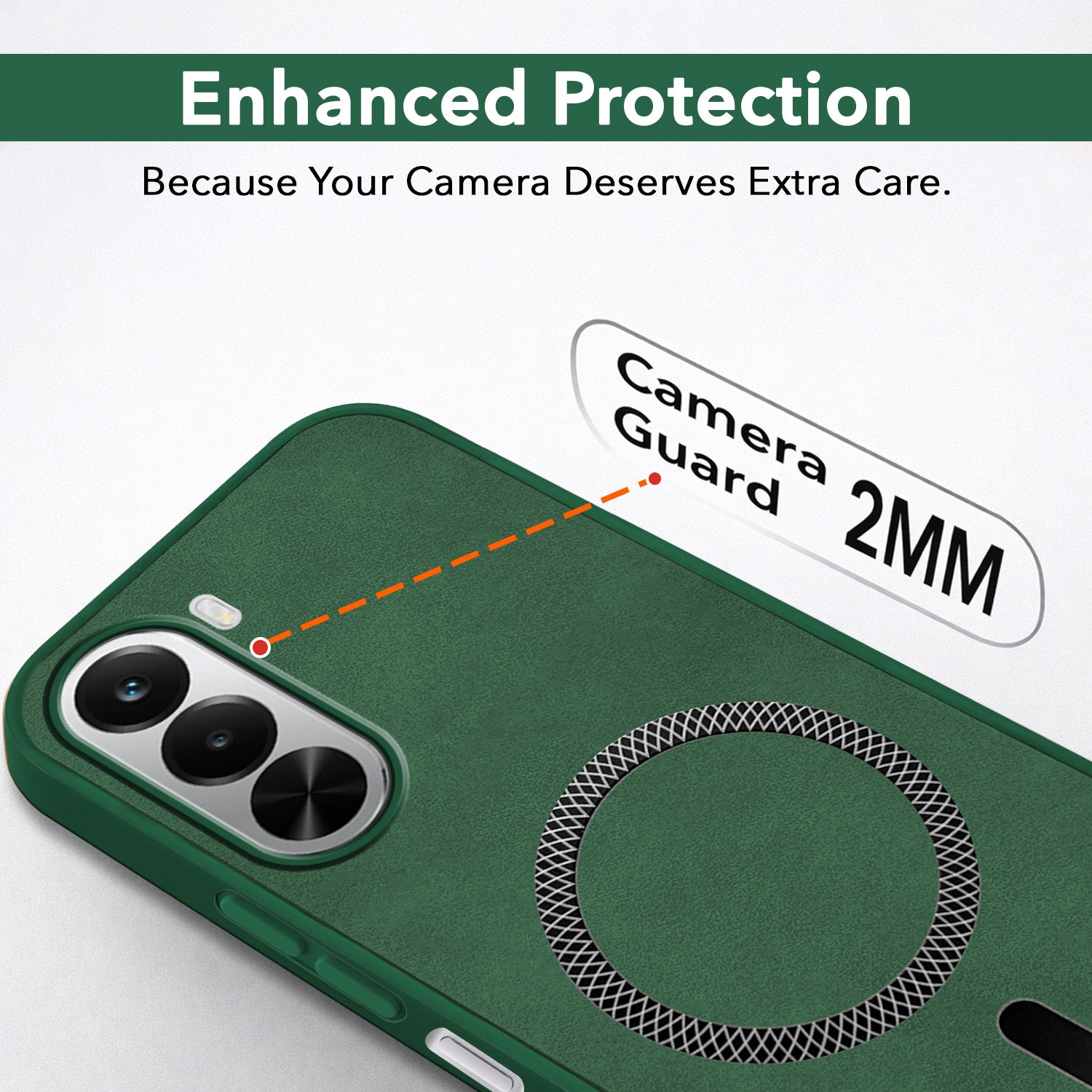 For Realme P4x Back Cover Case Leather Finish (MagSafe Compatible Wireless Charging | Soft Touch | Camera Bump Protection)