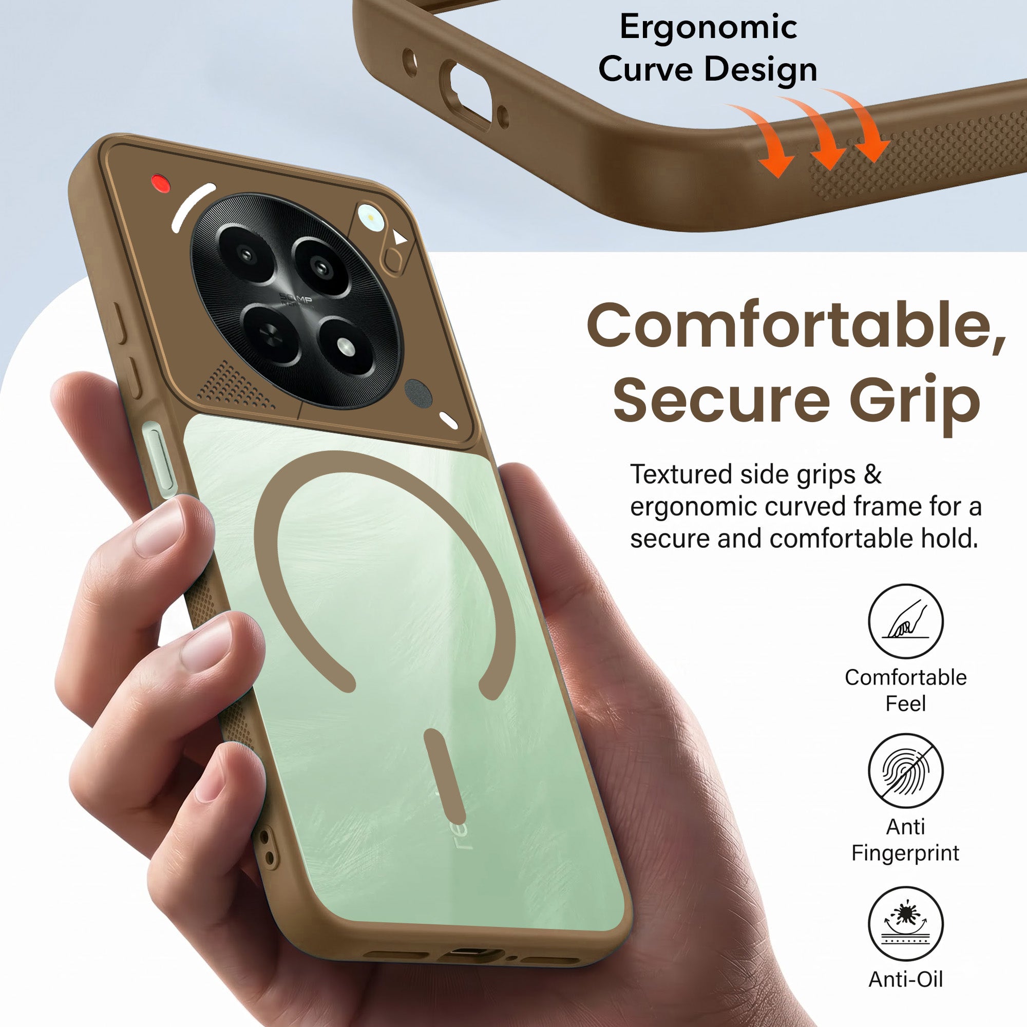 For Realme C65 5G Back Cover Case Lifetime Anti-Yellow Clear (Camera Protection | Side Grip | Wireless MagSafe Compatible)