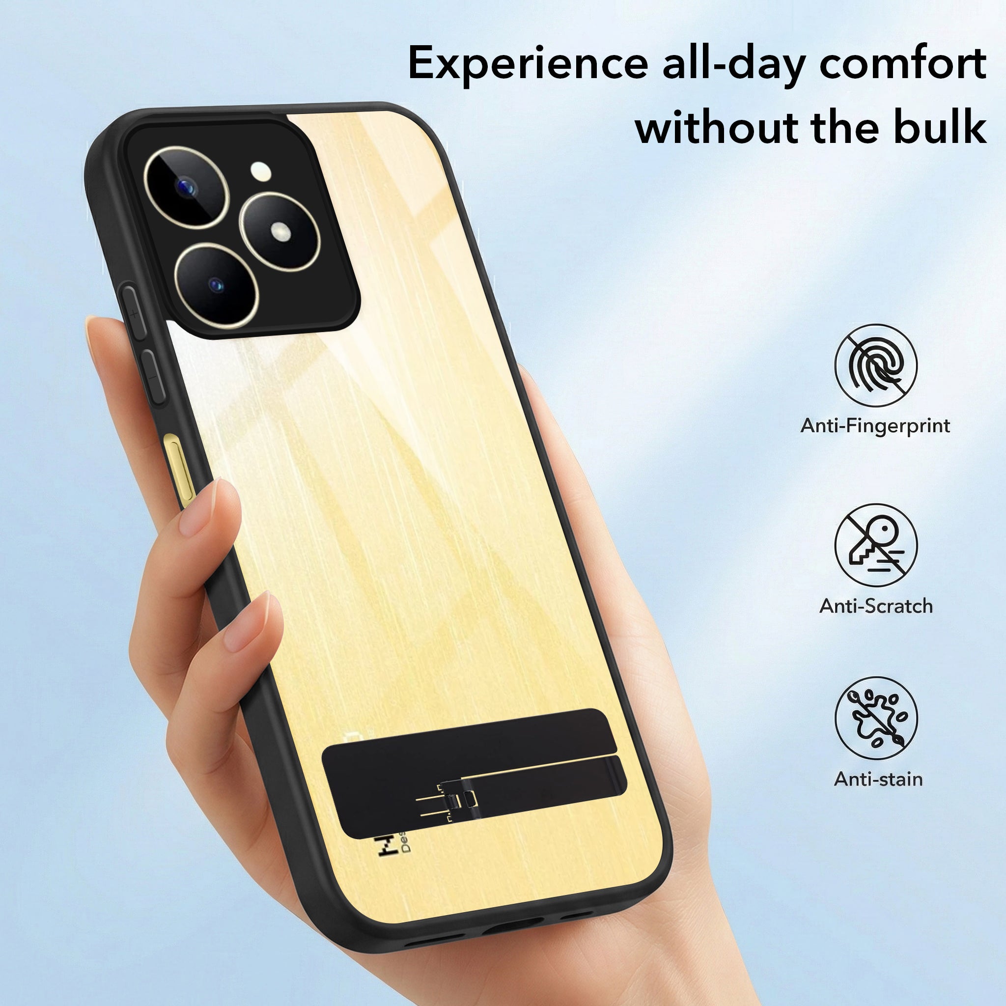 For Realme Narzo N53 Back Cover Case (Built-in Stand | Lifetime Anti Yellow | Kickstand Shockproof | Camera Protection | MagSafe Compatible)