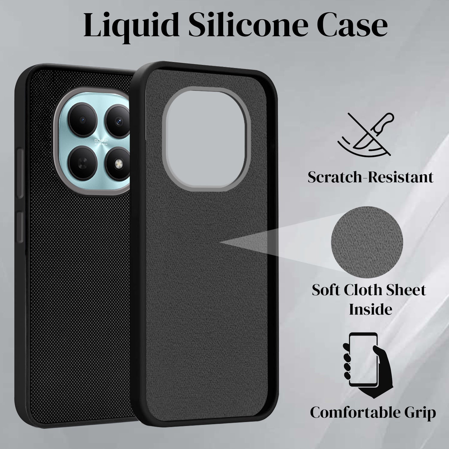 For Poco M8 5G Back Cover Case Rubberised (Textured Grip Design | Micro-Fiber Cloth Inside | Slim and Light Weight | Soft Touch and Feel)