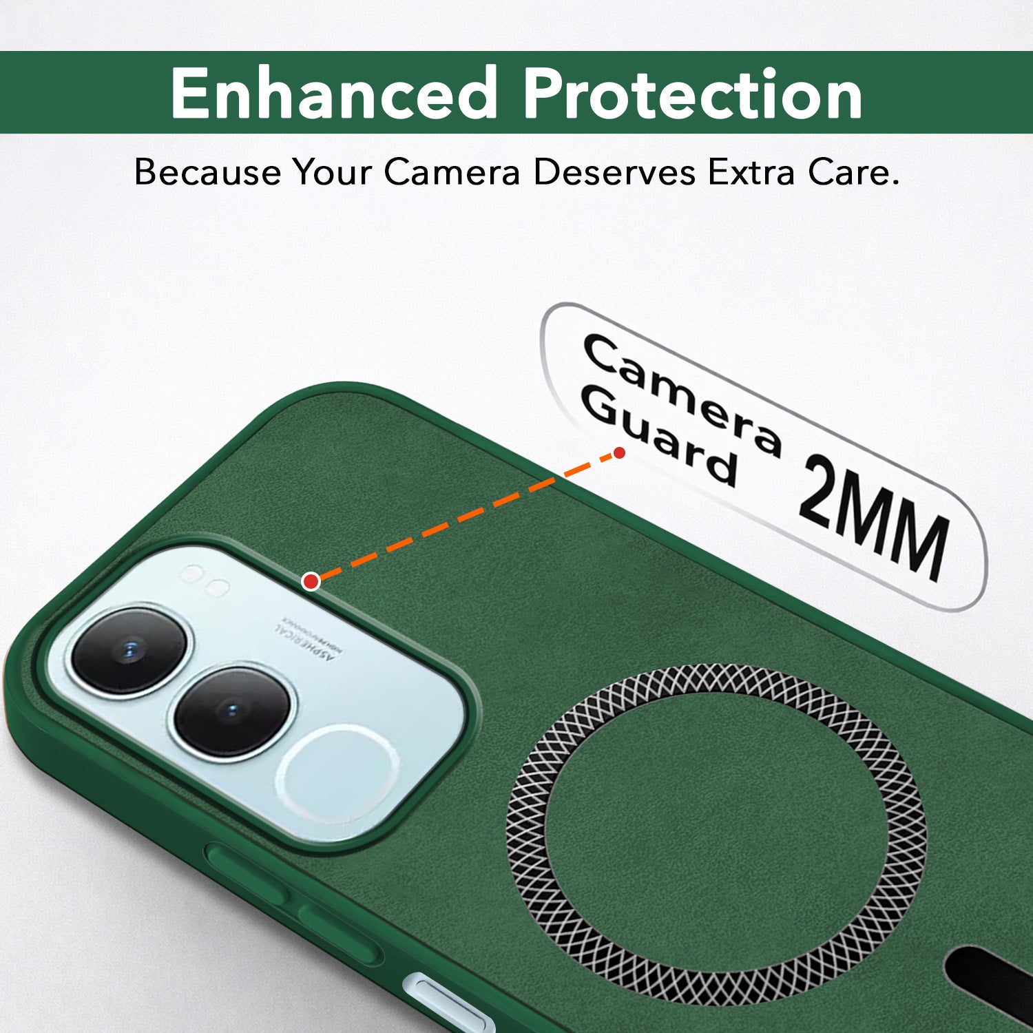 For Vivo Y29 Back Cover Case Leather Finish (MagSafe Compatible Wireless Charging | Soft Touch | Camera Bump Protection)