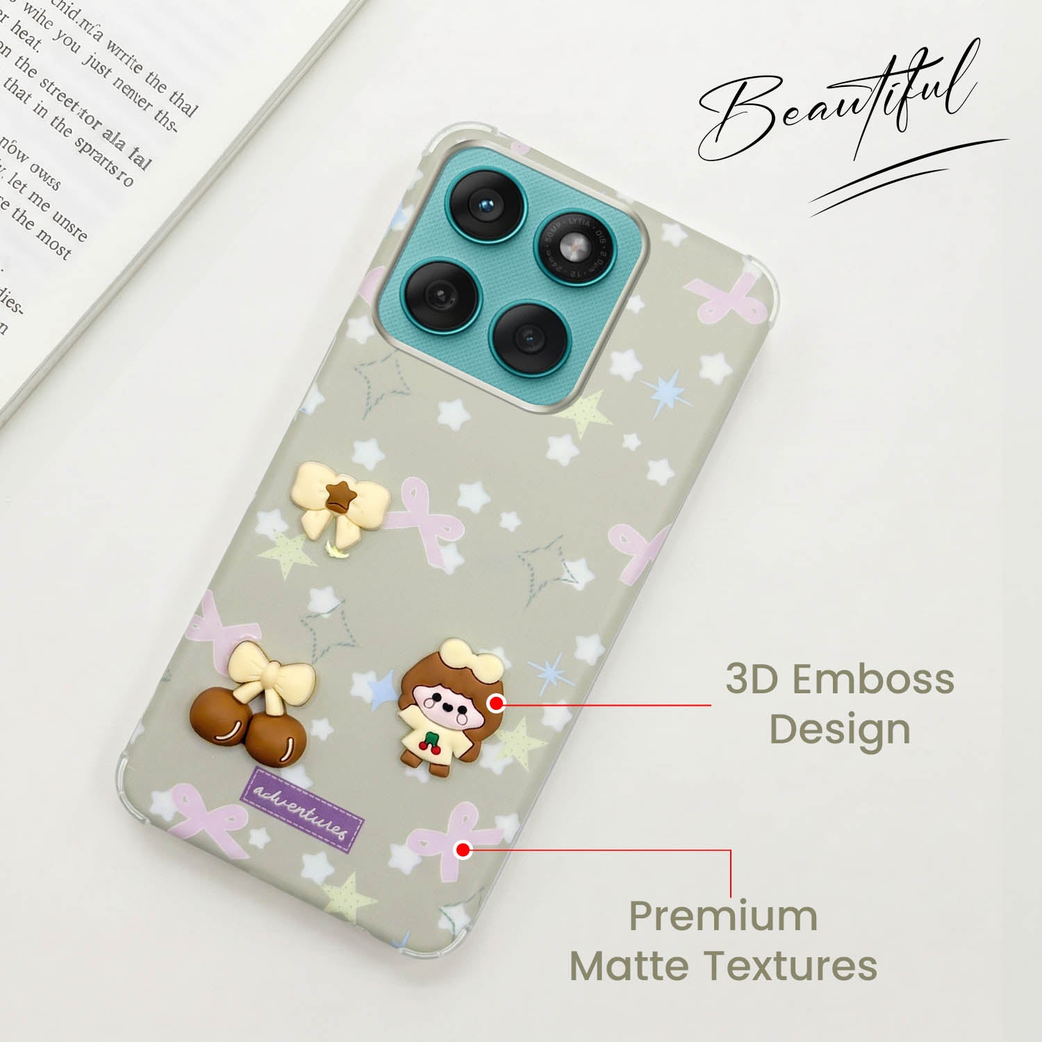 For Motorola Moto Edge 60 Fusion Back Cover Case (3D Cute Cartoons | Hard Back Side Soft | Matte Premium Finish | HD Printing)