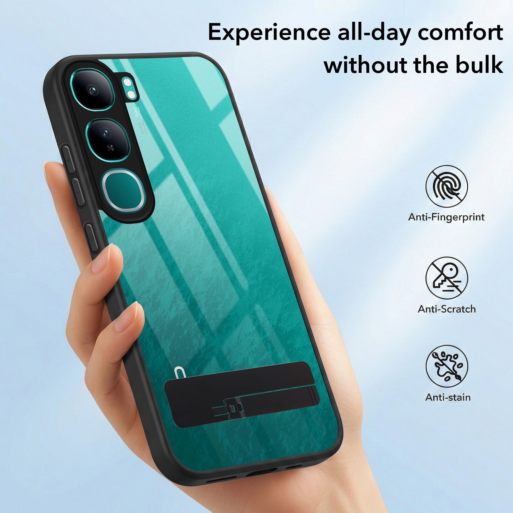 For Vivo Y300 Back Cover Case (Built-in Stand | Lifetime Anti Yellow | Kickstand Shockproof | Camera Protection | MagSafe Compatible)