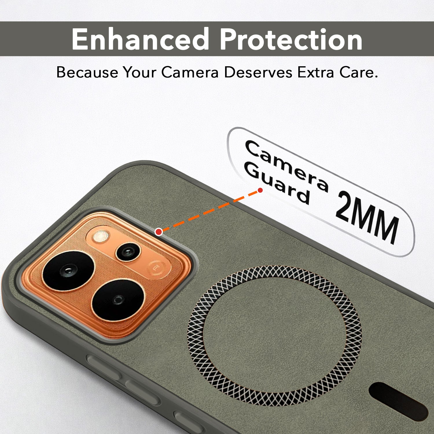 For Realme P4 Power 5G | Realme Narzo Power Back Cover Case Leather Finish (MagSafe Compatible Wireless Charging | Soft Touch | Camera Bump Protection)