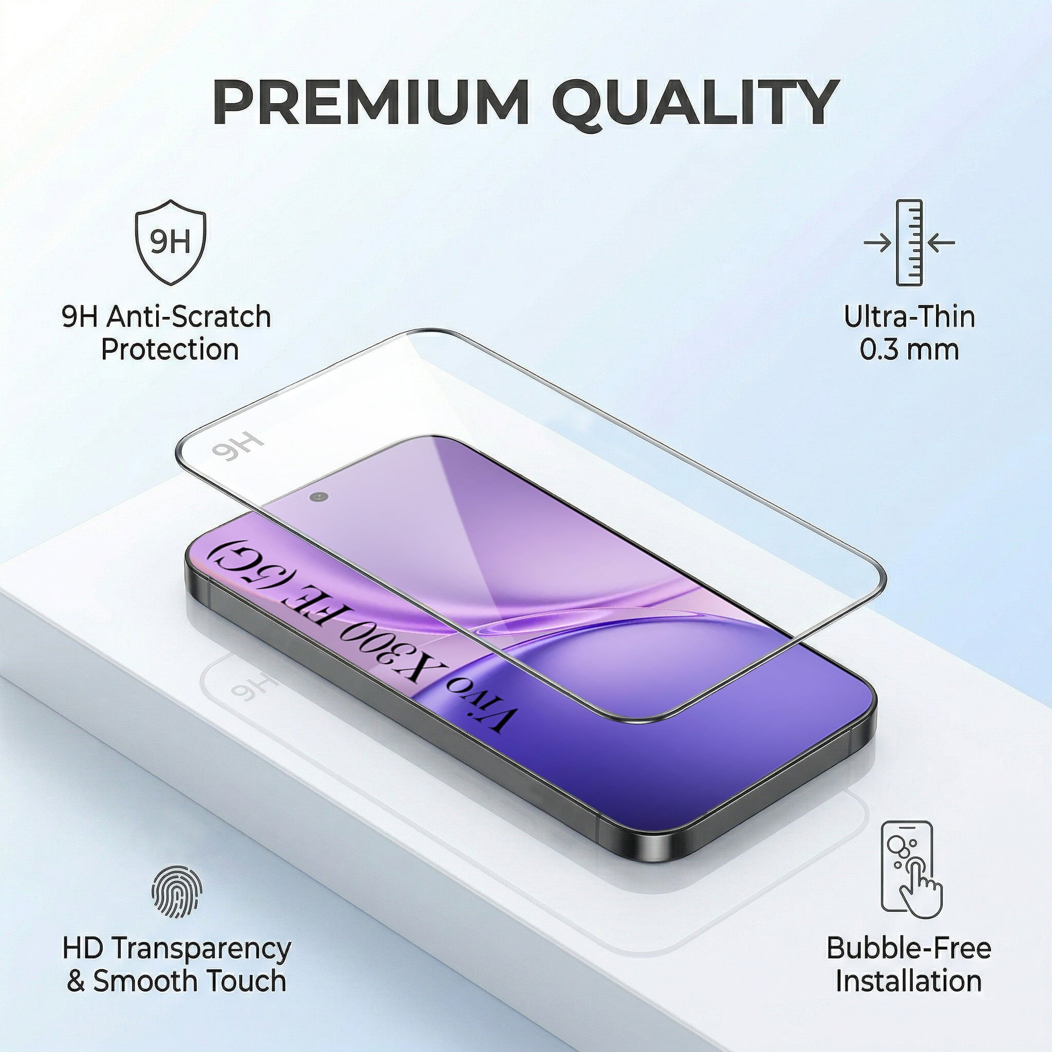 For Vivo X300 FE Combo with Back Cover and 9H Tempered Glass (Lifetime Anti-Yellow | Crystal Clear Shockproof | Oleophobic Coating Screen Glass)