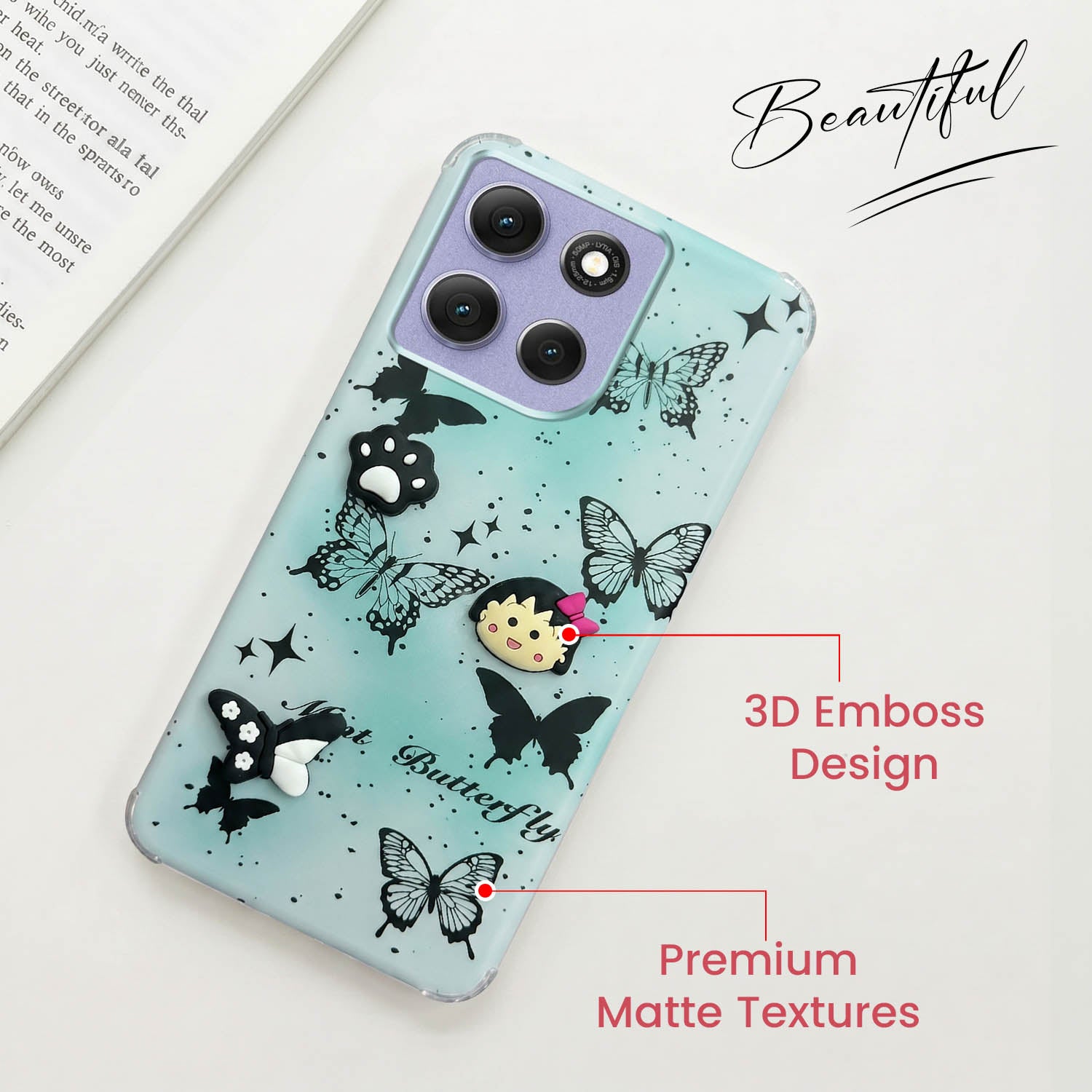 For Motorola Moto G86 Power Back Cover Case (3D Cute Cartoons | Hard Back Side Soft | Matte Premium Finish | HD Printing)