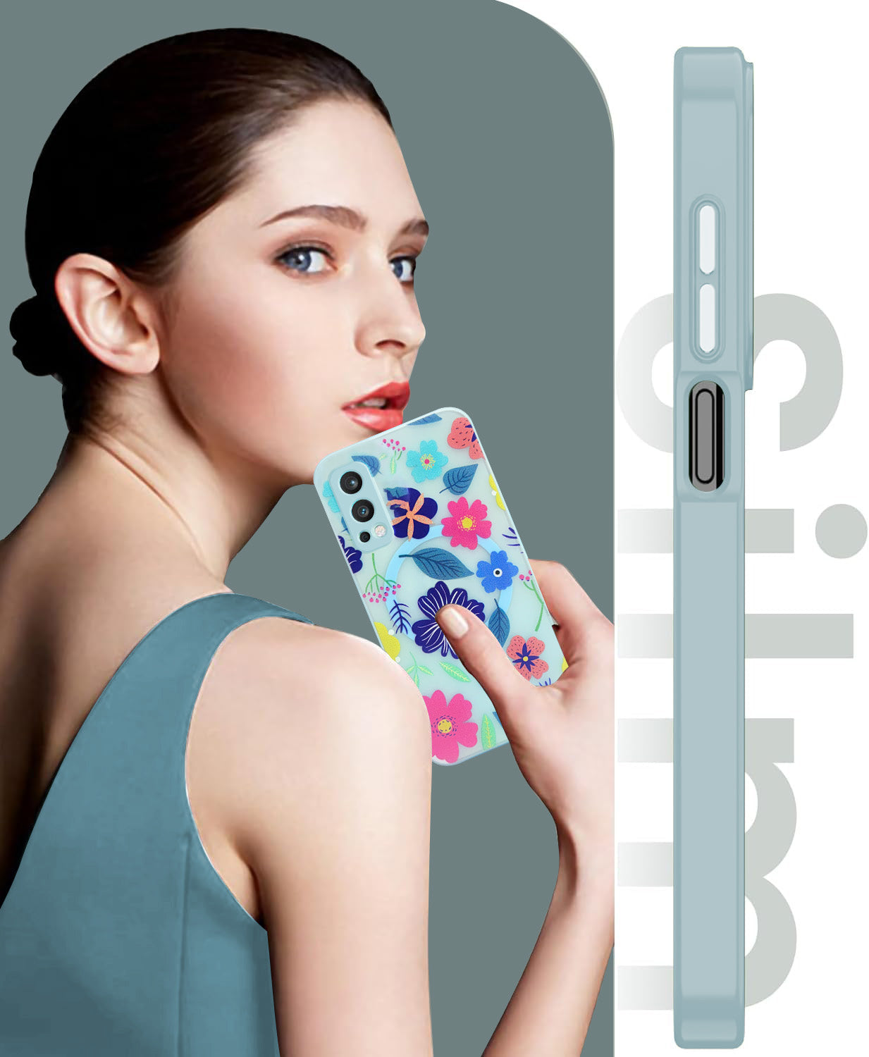 For OnePlus Nord 2 Back Cover Case (Cute Floral Design | Flower Print for Girls | MagSafe Compatible Wireless Charging)