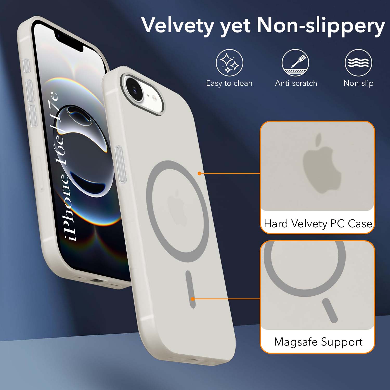 For iPhone 16e | iPhone 17e Back Cover Case (Frosted Matte Feel | MagSafe Compatible Wireless Charging | Polycarbonate Material)