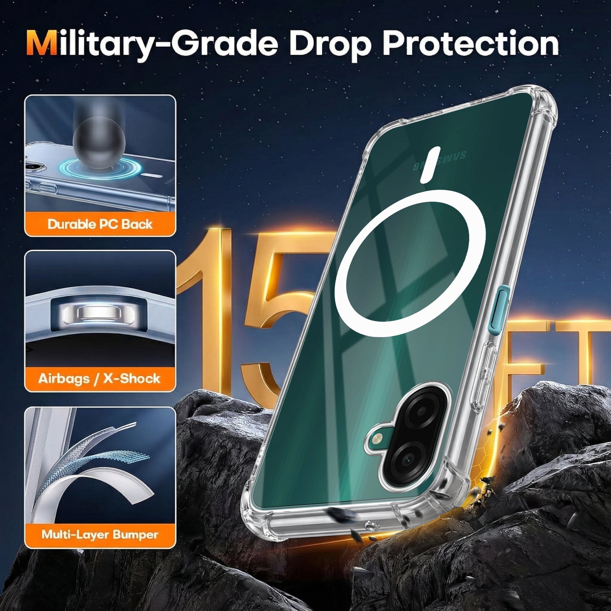 For Samsung Galaxy A07 | F70e 5G Back Cover Shockproof Crystal-Clear (Magsafe Wireless Support | Drop & Camera Protection | Hard Polycarbonate)