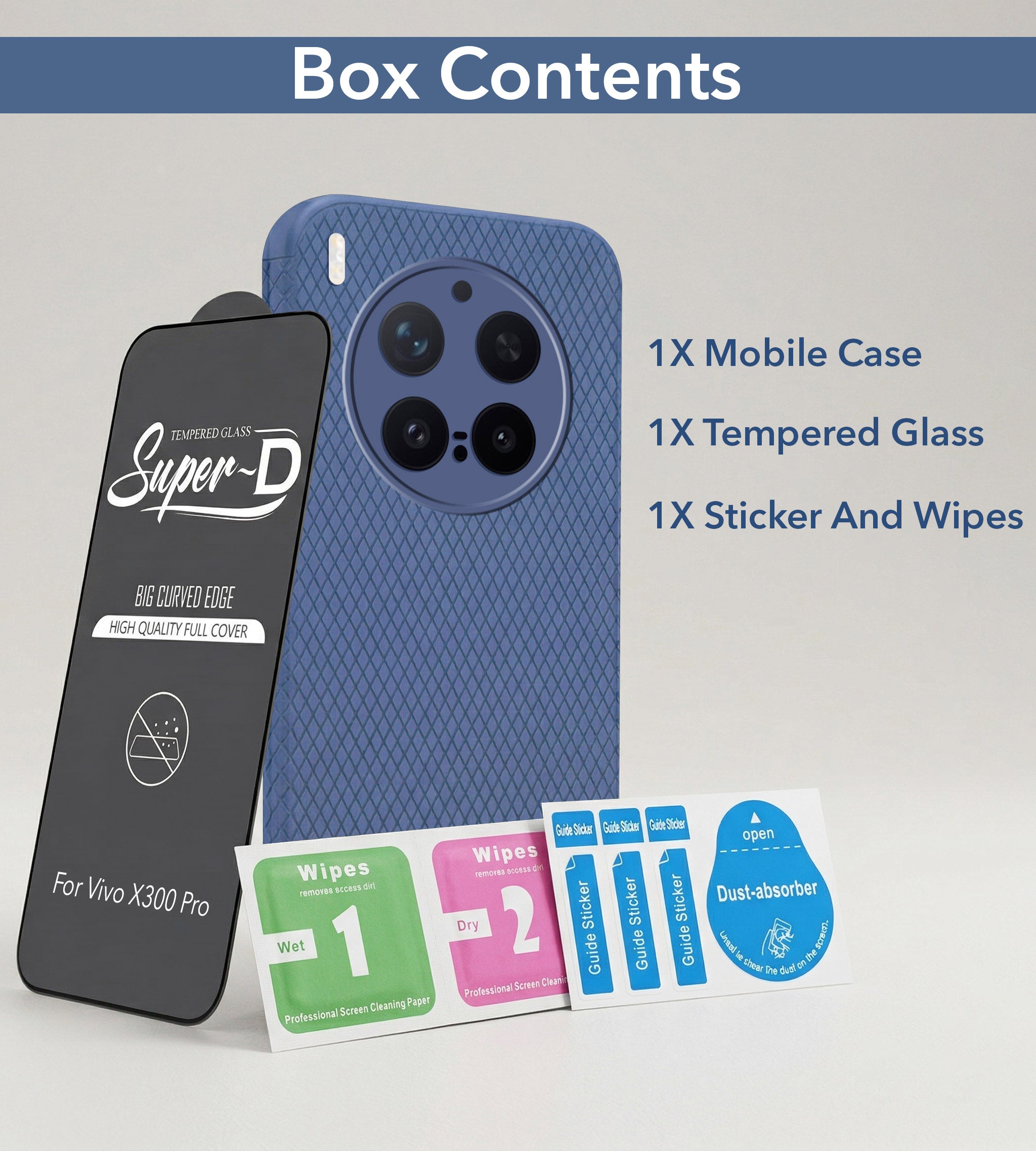 For Vivo X300 Pro Combo with Back Cover and 9H Tempered Glass (Liquid Silicone | Camera Protection | Oleophobic Coating Screen Glass)
