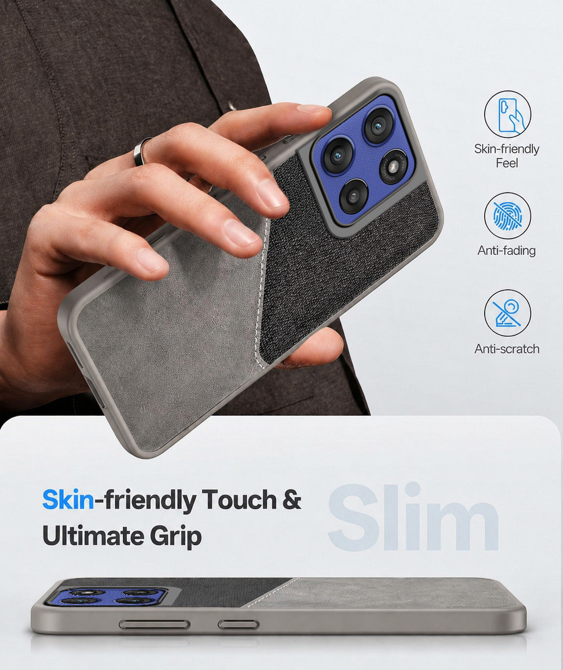 For Motorola Moto Edge 60 Stylus Back Cover Case (Dual PU Leather Stitch | Professional Minimalist | Soft and Flexible)