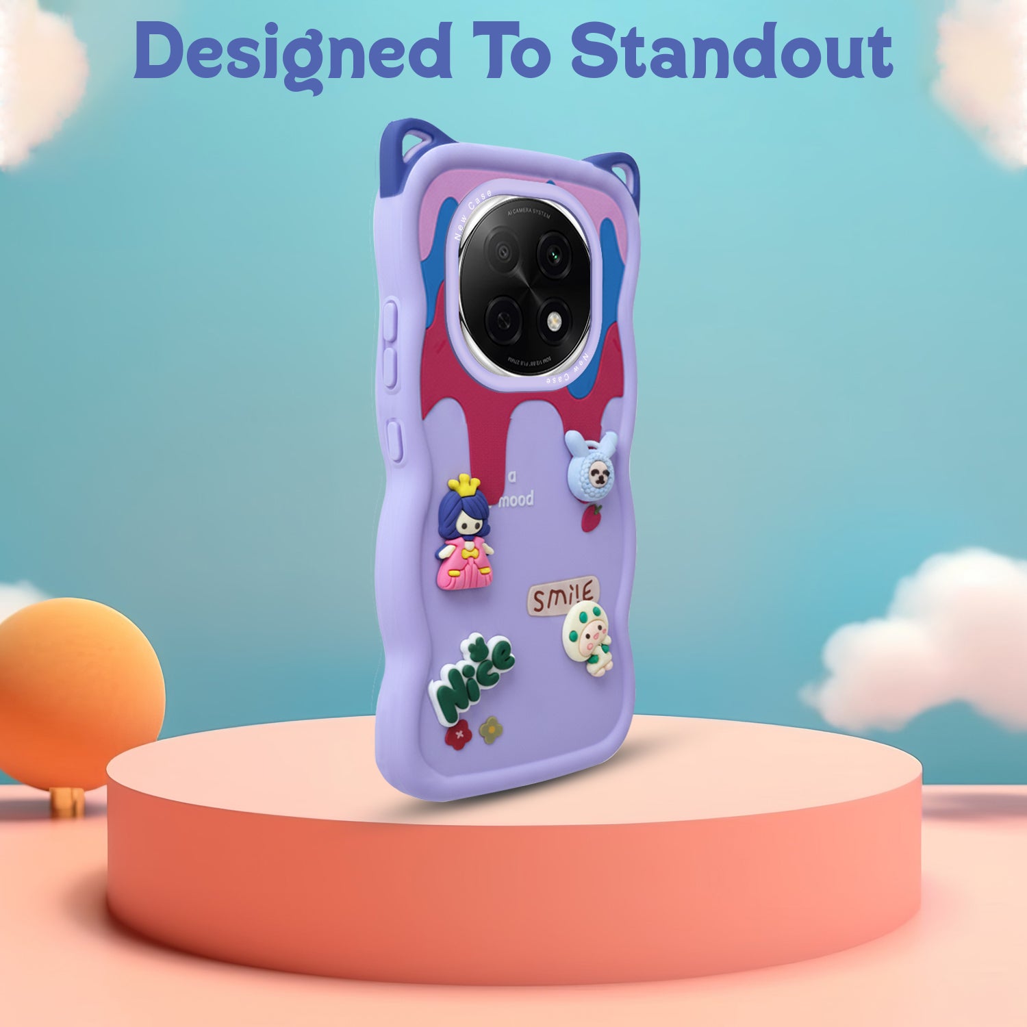 For Oppo F29 Pro Back Case Cover Strap (3D embossed Figures | Strap Holder | 360* Soft Cushion with Camera Bump)
