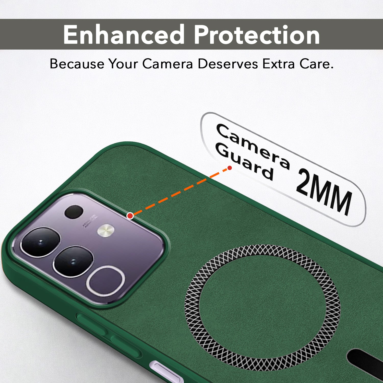 For Vivo T4x | Vivo Y31 Pro Back Cover Case Leather Finish (MagSafe Compatible Wireless Charging | Soft Touch | Camera Bump Protection)