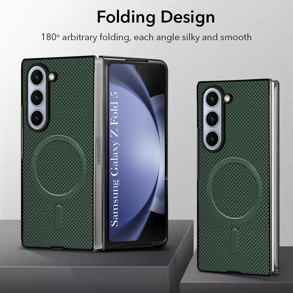 For Samsung Galaxy Z Fold 5 5G Back Case Cover (MagSafe Wireless Charging Compatible | Hexa Leather Finish | Inside Microfiber Cloth)