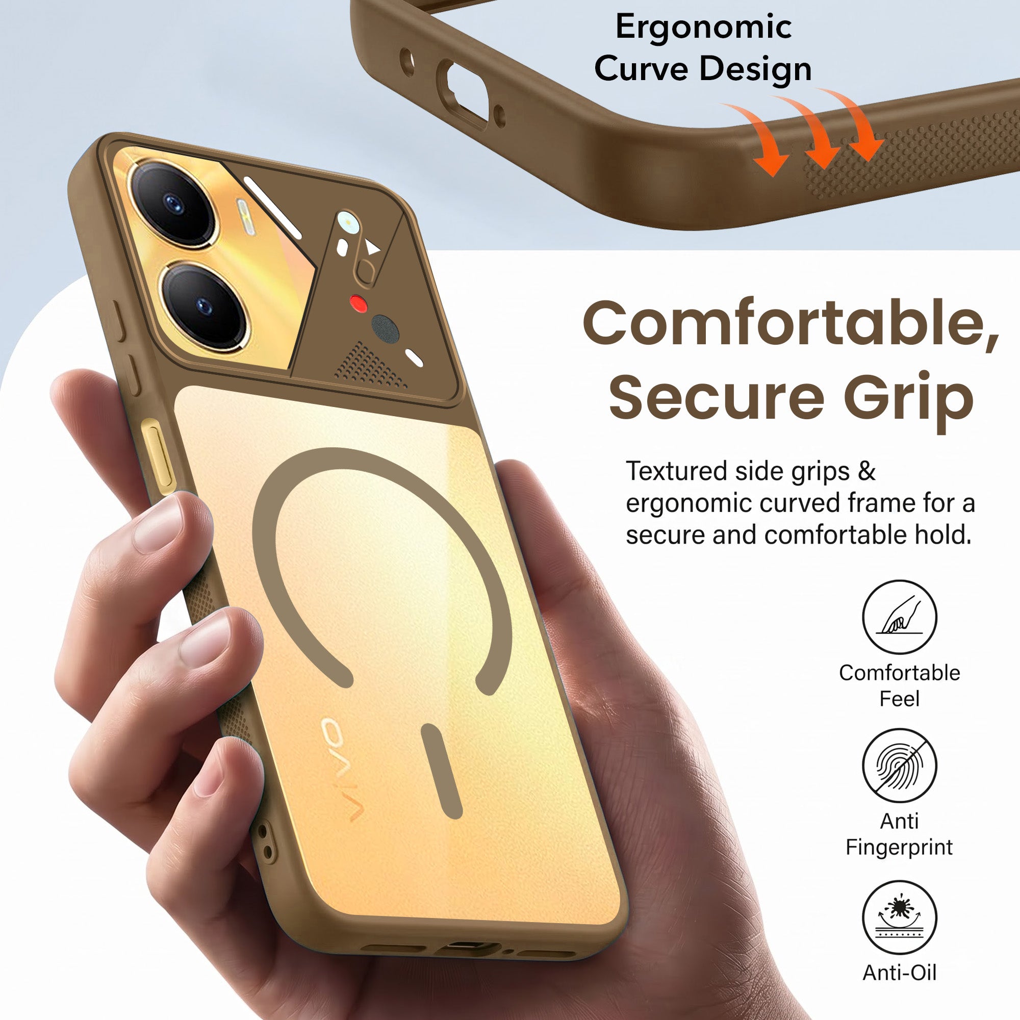 For Vivo Y56 5G Back Cover Case Lifetime Anti-Yellow Clear (Camera Protection | Side Grip | Wireless MagSafe Compatible)