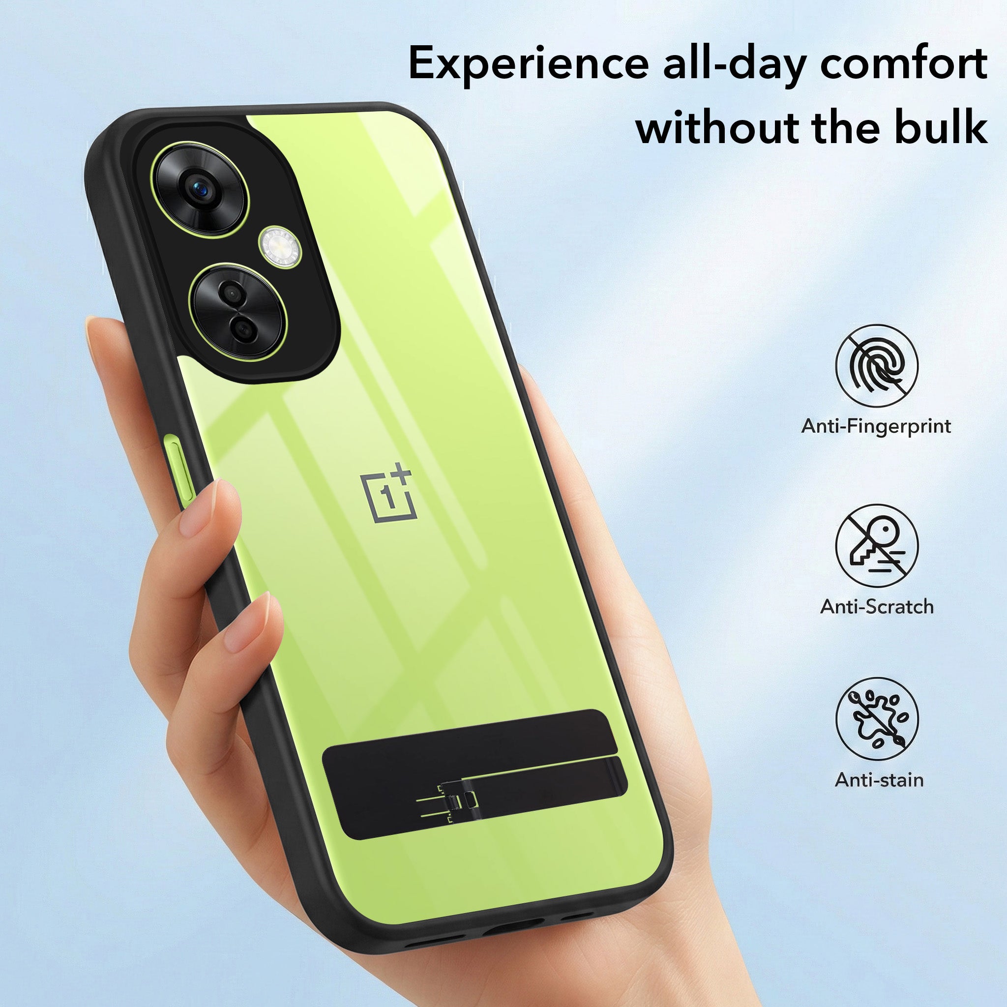For OnePlus Nord CE 3 Lite Back Cover Case (Built-in Stand | Lifetime Anti Yellow | Kickstand Shockproof | Camera Protection | MagSafe Compatible)