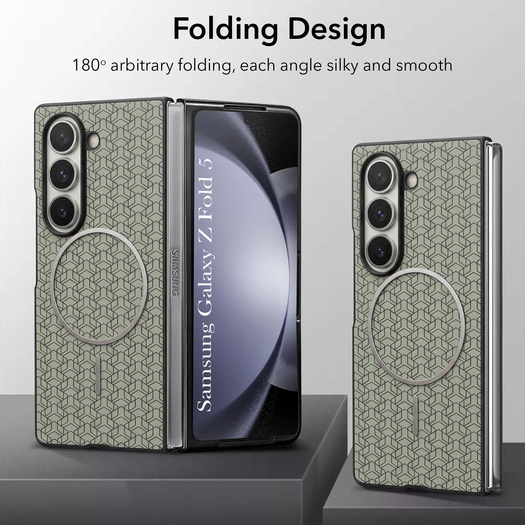 For Samsung Galaxy Z Fold 5 Back Cover Case Leather Finish (MagSafe Wireless Charging Compatible | Inside Microfiber Cloth)