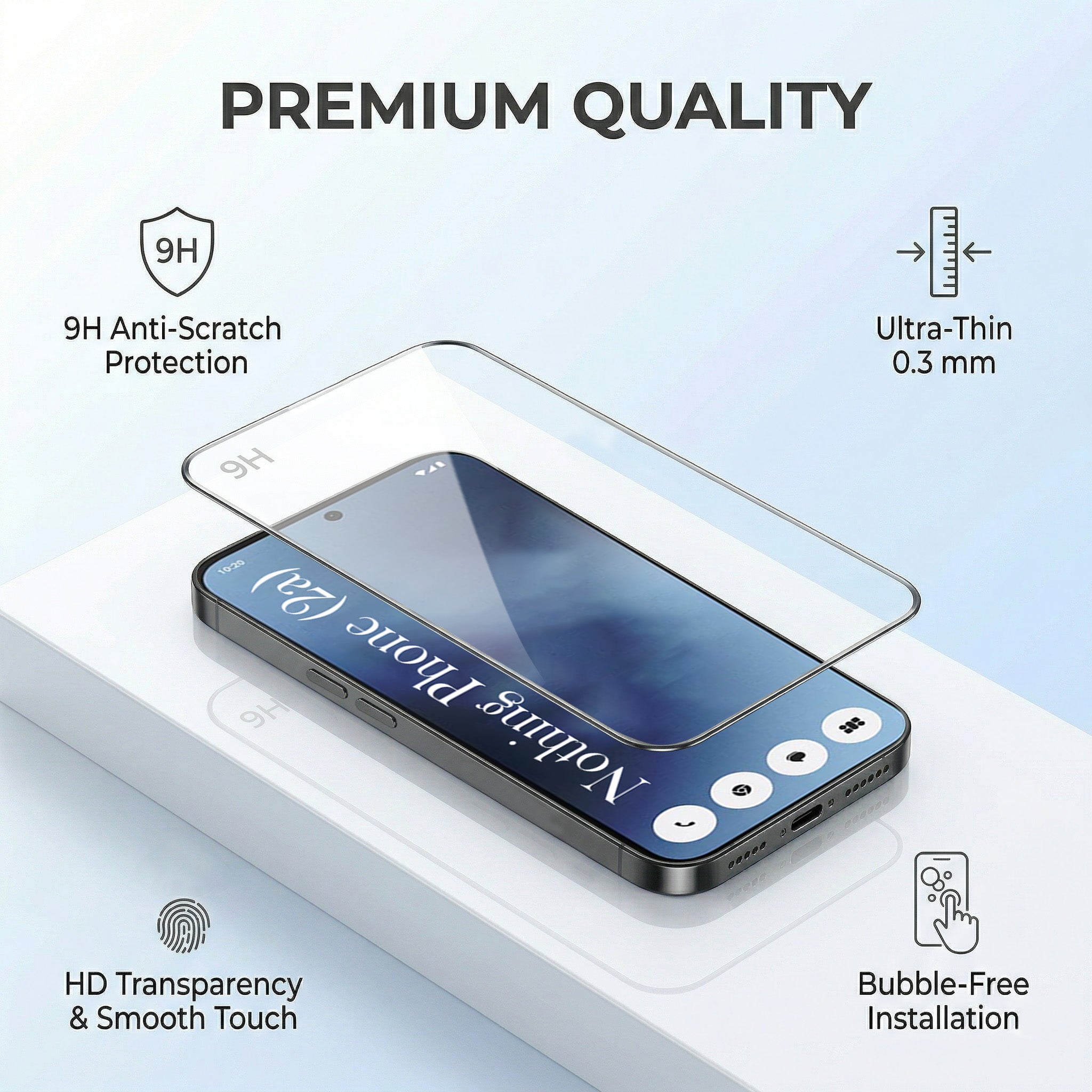 For Nothing Phone 2A 5G Combo with Back Cover and 9H Tempered Glass (Lifetime Anti-Yellow | Crystal Clear Shockproof | Oleophobic Coating Screen Glass)