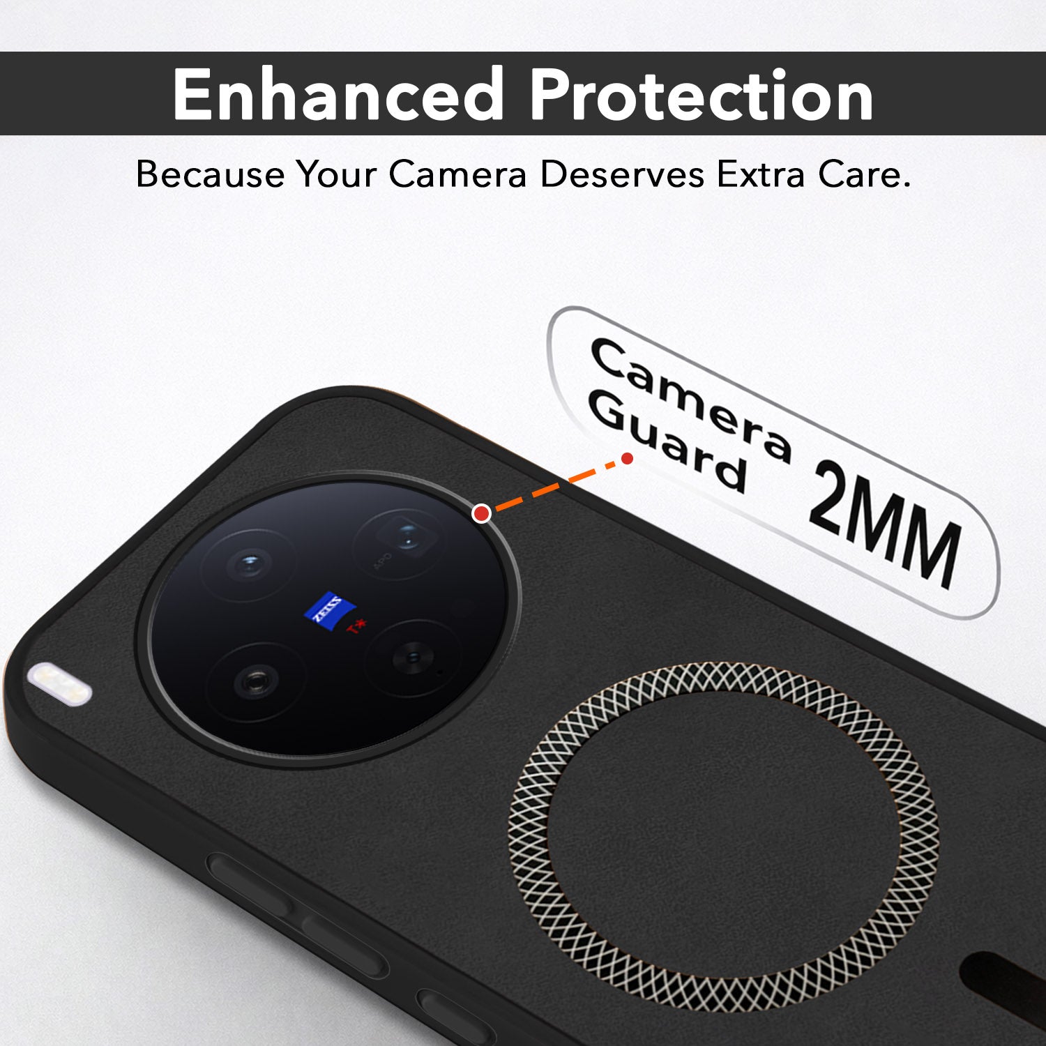 For Vivo X300 5G Back Cover Case Leather Finish (MagSafe Compatible Wireless Charging | Soft Touch | Camera Bump Protection)