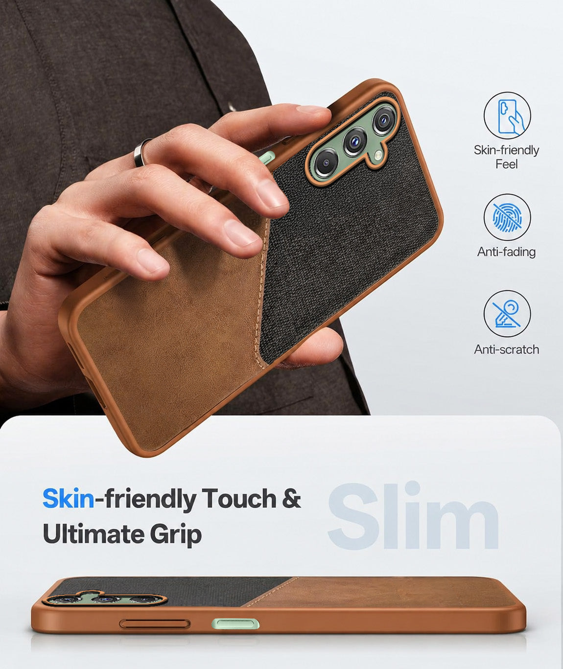 For Samsung Galaxy F34 5G Back Cover Case (Dual PU Leather Stitch | Professional Minimalist | Soft and Flexible)
