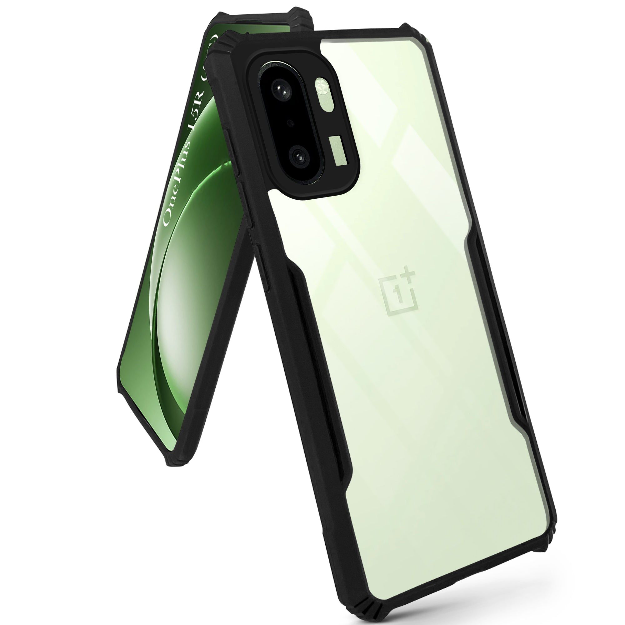 For OnePlus 15R Back Cover Case Hybrid (Shockproof with Polycarbonate Clear Panel | Professional Black)