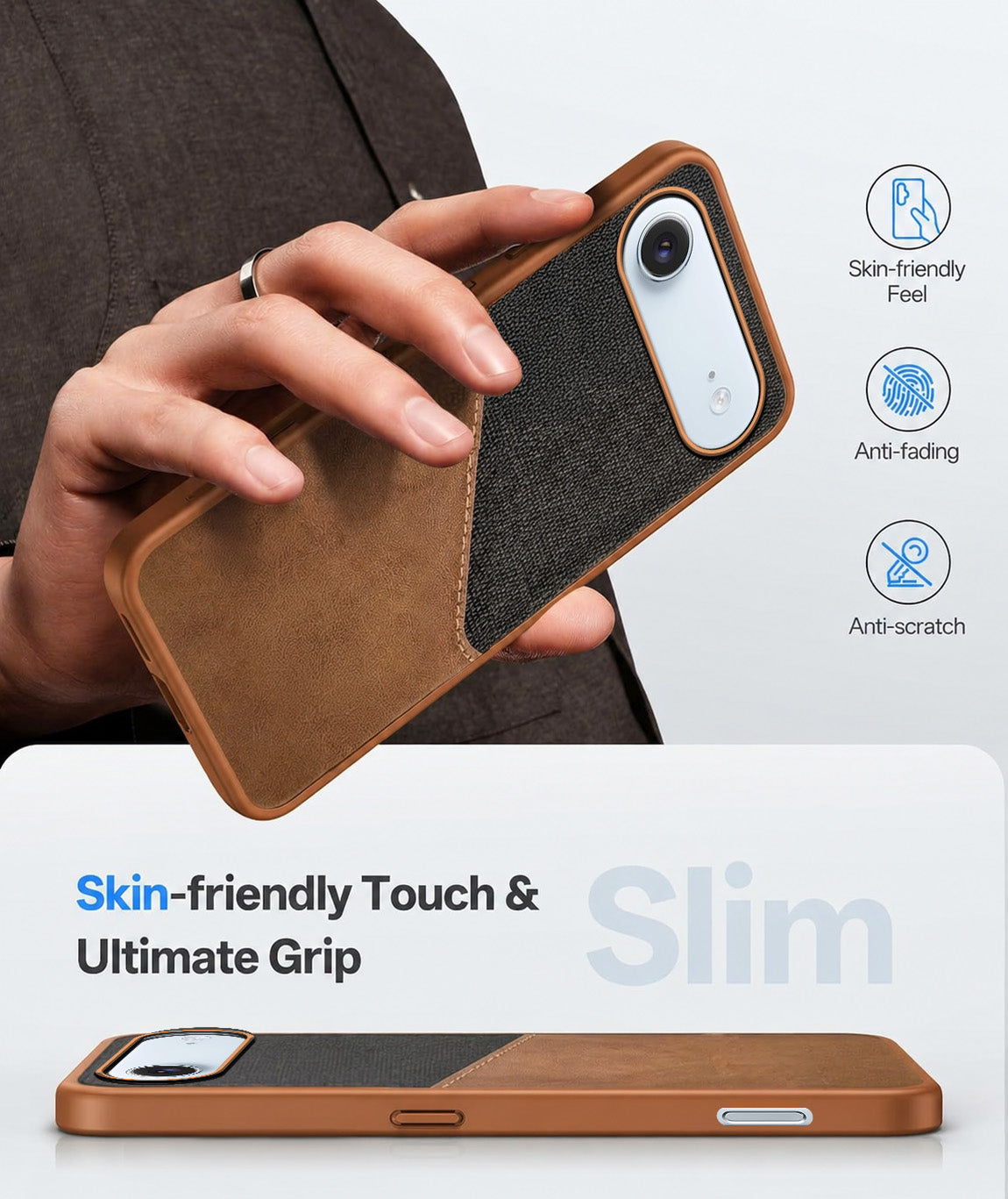 For Apple iPhone 17 Air Back Cover Case (Dual PU Leather Stitch | Professional Minimalist | Soft and Flexible)