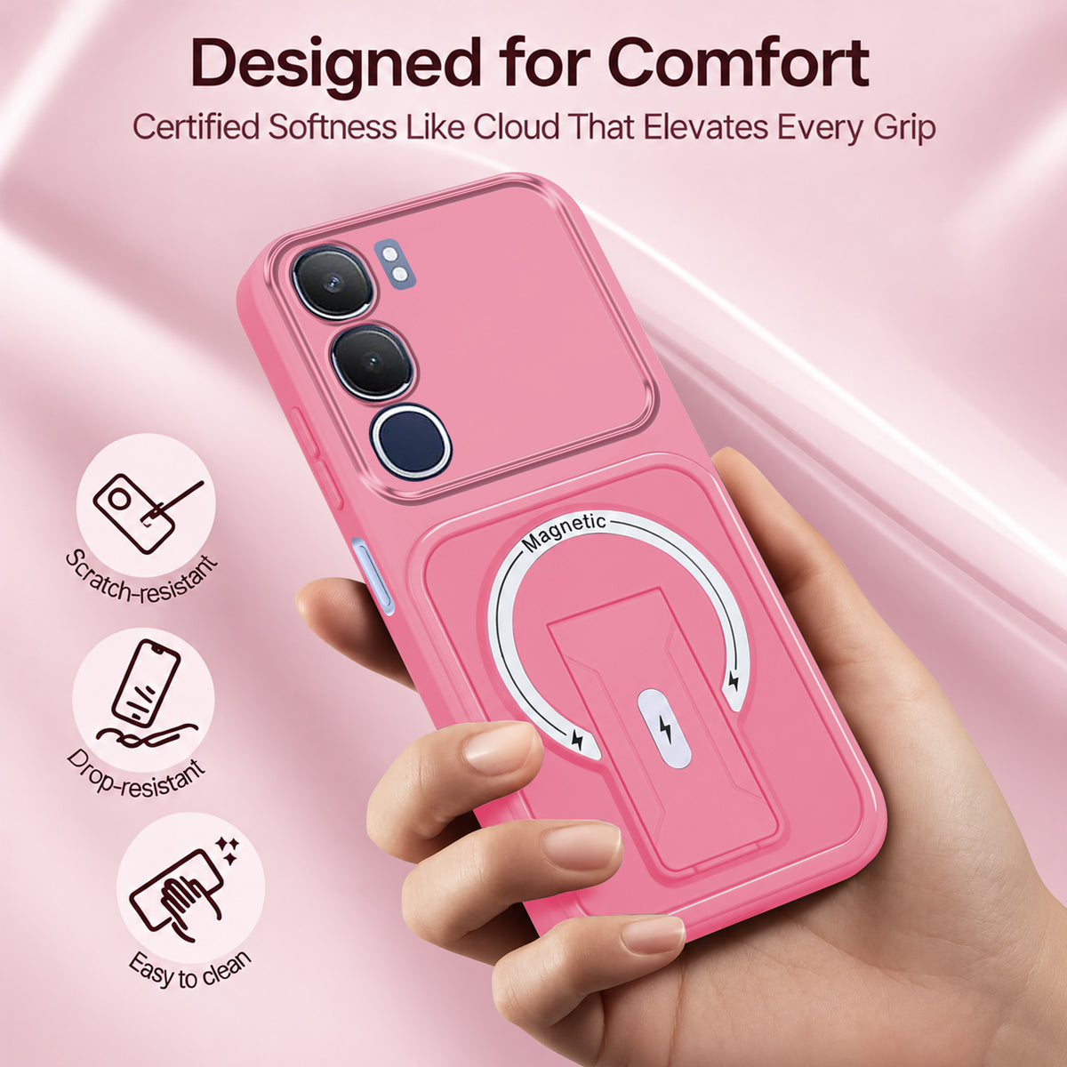 For Vivo Y29 Back Case Cover Metallic (Hybrid Armor Kickstand | MagSafe Compatible | Camera Protection Shockproof)