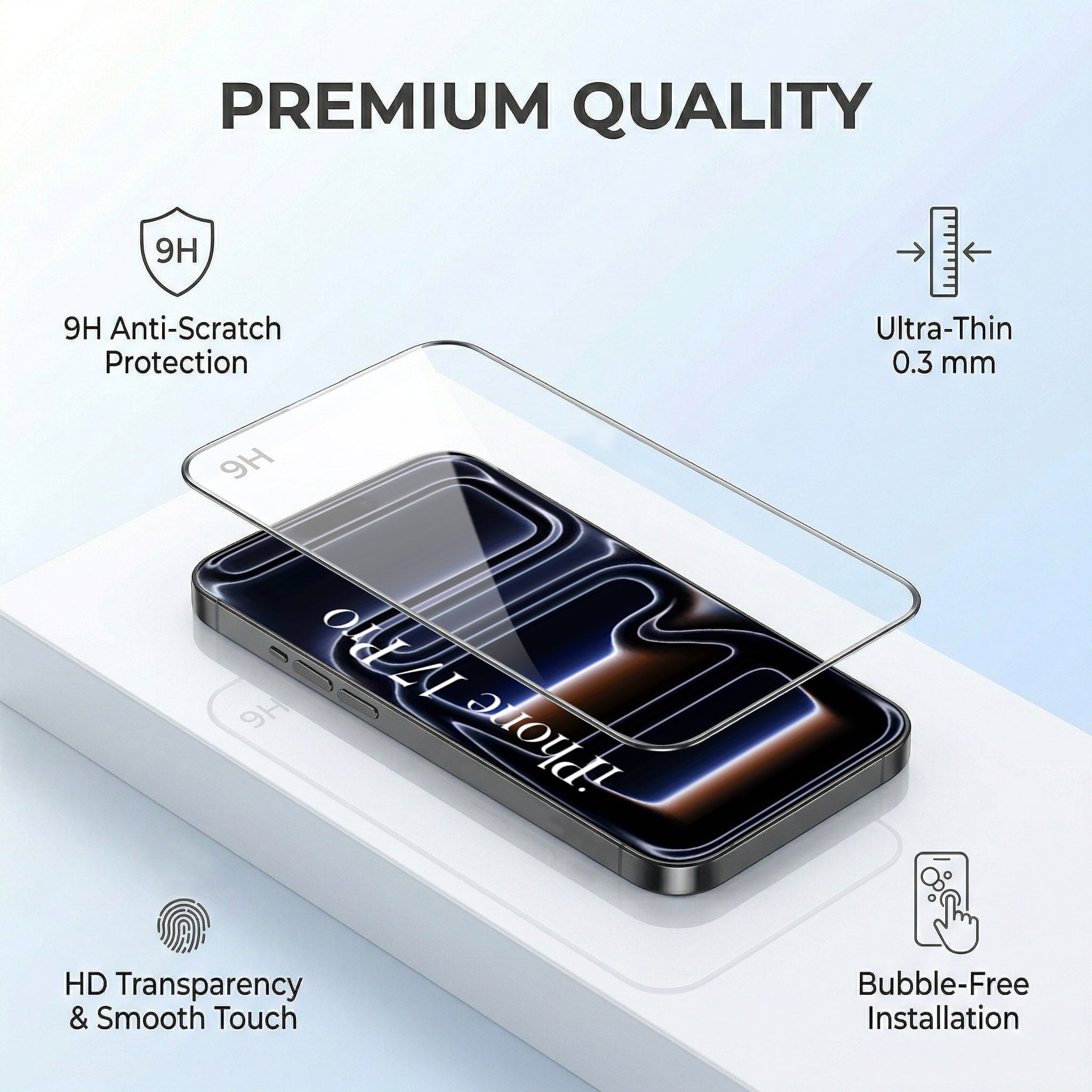 For Apple iPhone 17 Pro Combo with Back Cover and 9H Tempered Glass (Lifetime Anti-Yellow | Crystal Clear Shockproof | Oleophobic Coating Screen Glass)