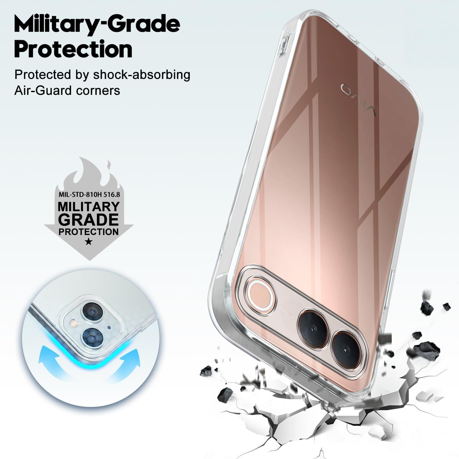 For Vivo S2 5G Back Cover Case Silicone (Clear Shockproof Case with Camera Protection | Soft and Flexible | Transparent)