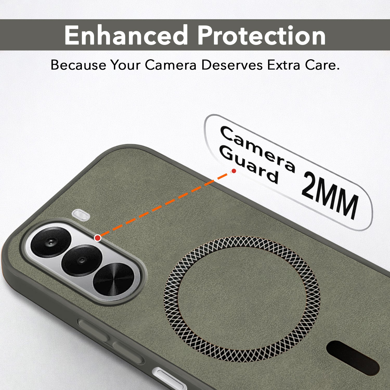 For Realme P4x Back Cover Case Leather Finish (MagSafe Compatible Wireless Charging | Soft Touch | Camera Bump Protection)