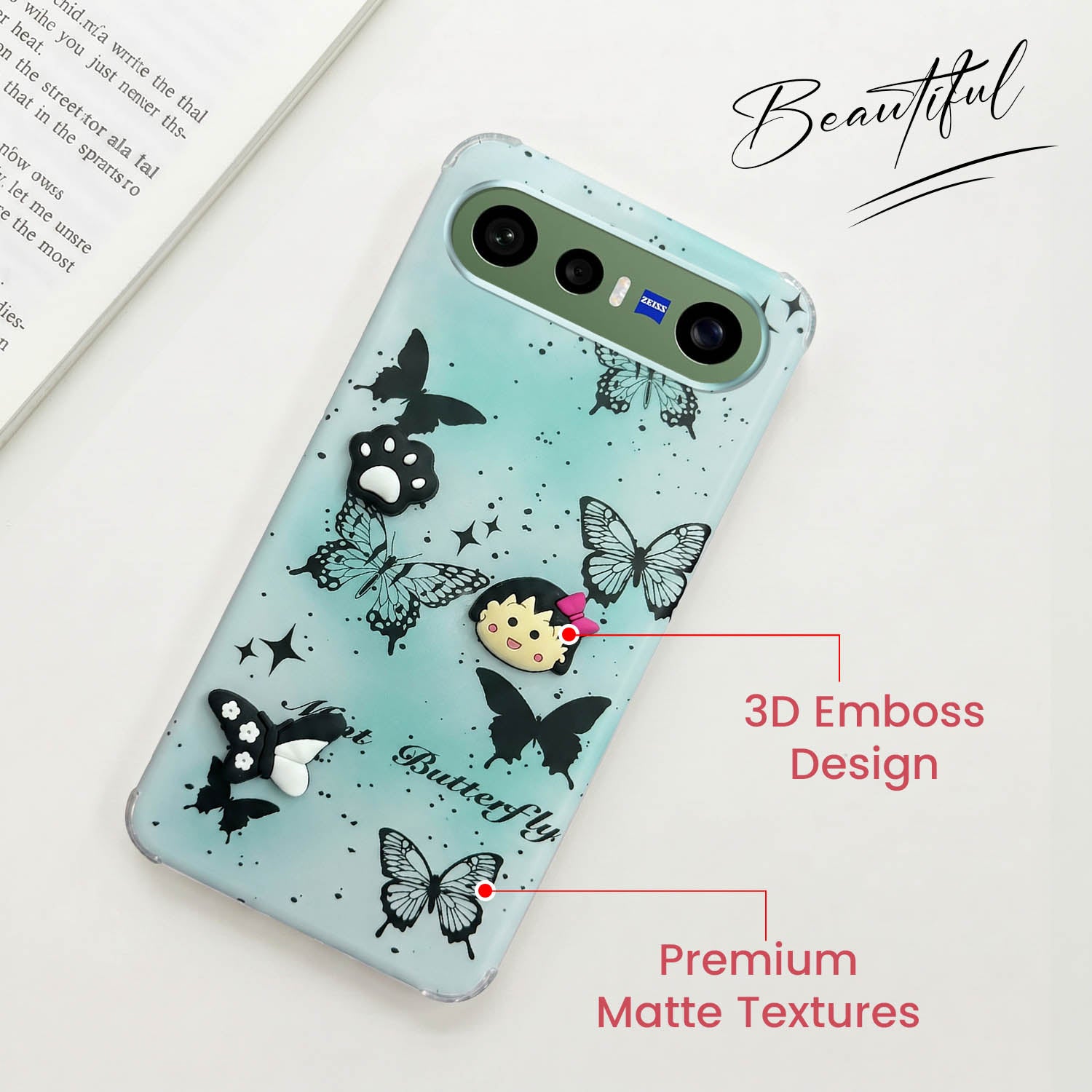 For Vivo X300 FE Back Cover Case (3D Cute Cartoons | Hard Back Side Soft | Matte Premium Finish | HD Printing)