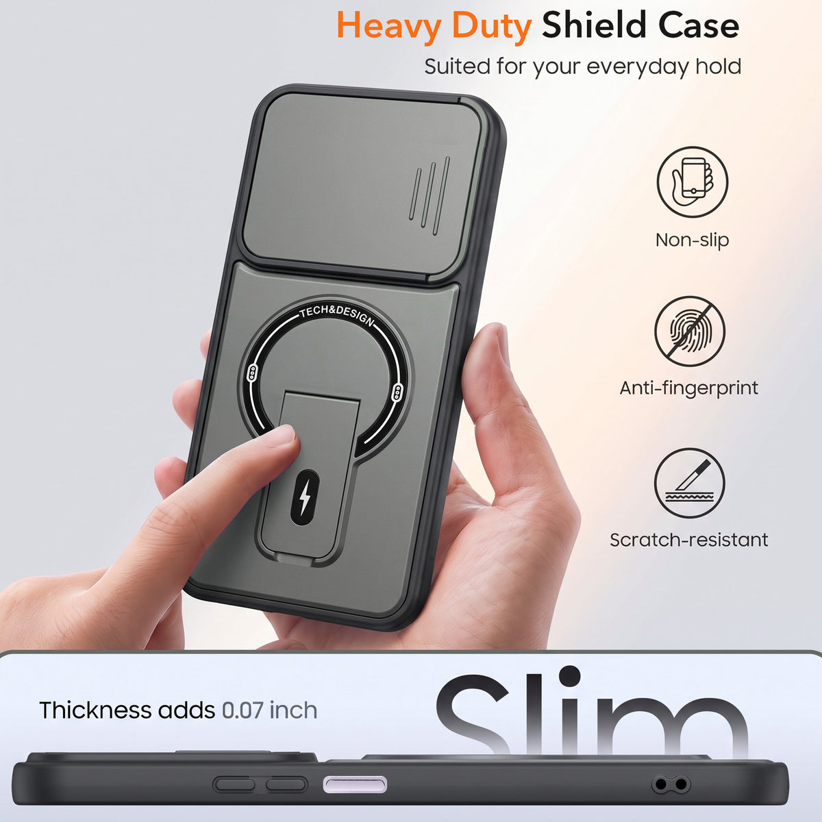 For Vivo T4x | Vivo Y31 Pro Back Case Cover Metallic (Hybrid Armor Kickstand | Sliding Shutter Camera Protection | MagSafe Compatible)