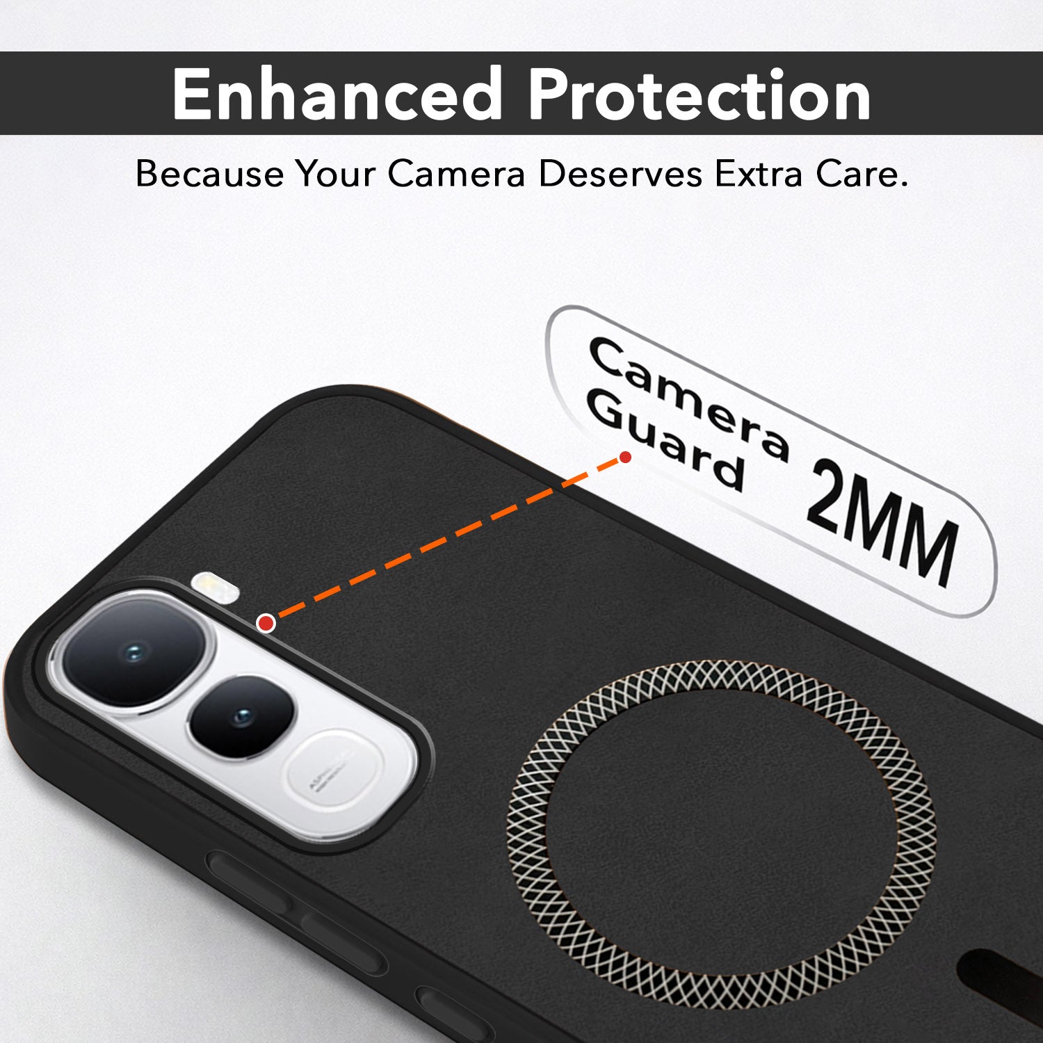 For Vivo Y400 Back Cover Case Leather Finish (MagSafe Compatible Wireless Charging | Soft Touch | Camera Bump Protection)
