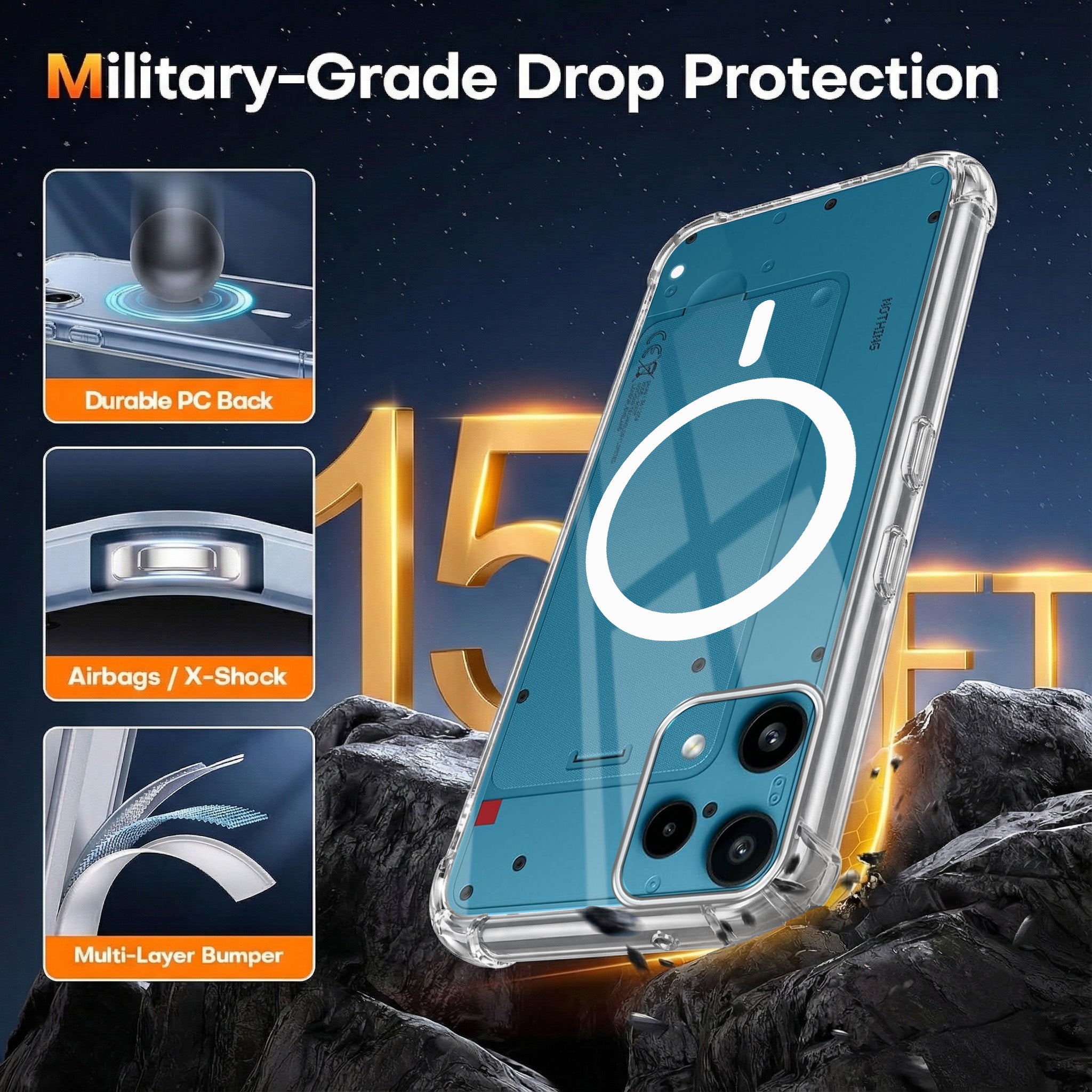 For Nothing Phone 3A Lite Back Cover Shockproof Crystal-Clear (Magsafe Wireless Support | Drop & Camera Protection | Hard Polycarbonate)