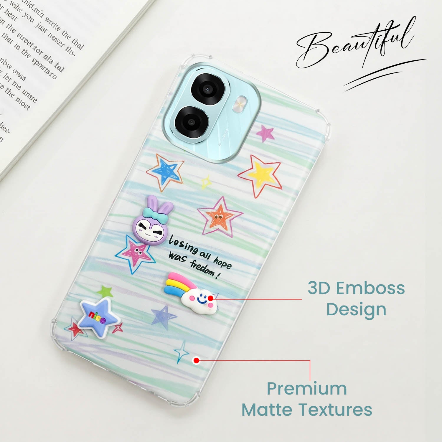For Oppo A6X | Oppo A6S Back Cover Case (3D Cute Cartoons | Hard Back Side Soft | Matte Premium Finish | HD Printing)
