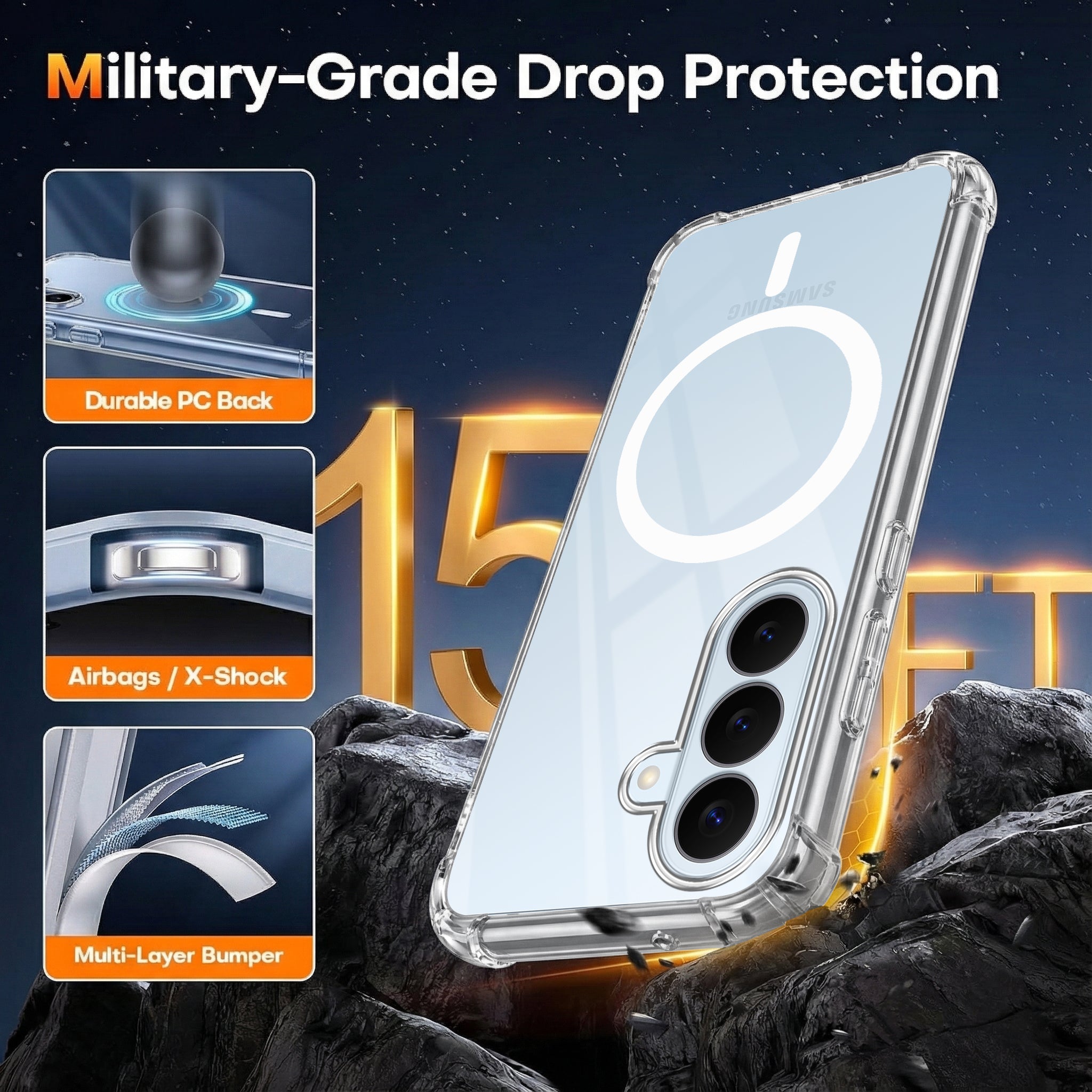 For Samsung Galaxy S26 5G Back Cover Shockproof Crystal-Clear (Magsafe Wireless Support | Drop & Camera Protection | Hard Polycarbonate)