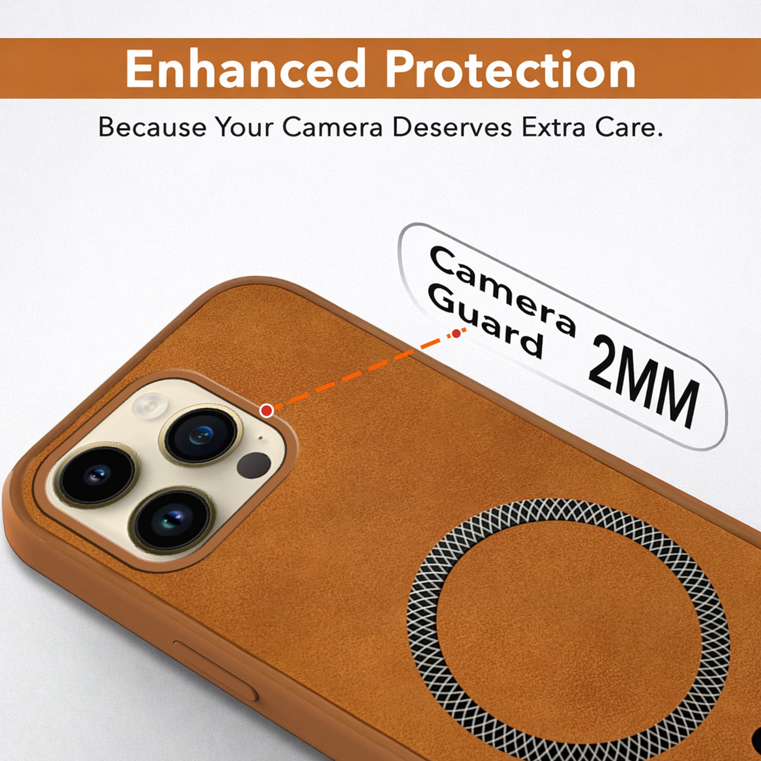 For Apple iPhone 14 Pro Max Back Cover Case Leather Finish(MagSafe Compatible Wireless Charging | Soft Touch | Camera Bump Protection)