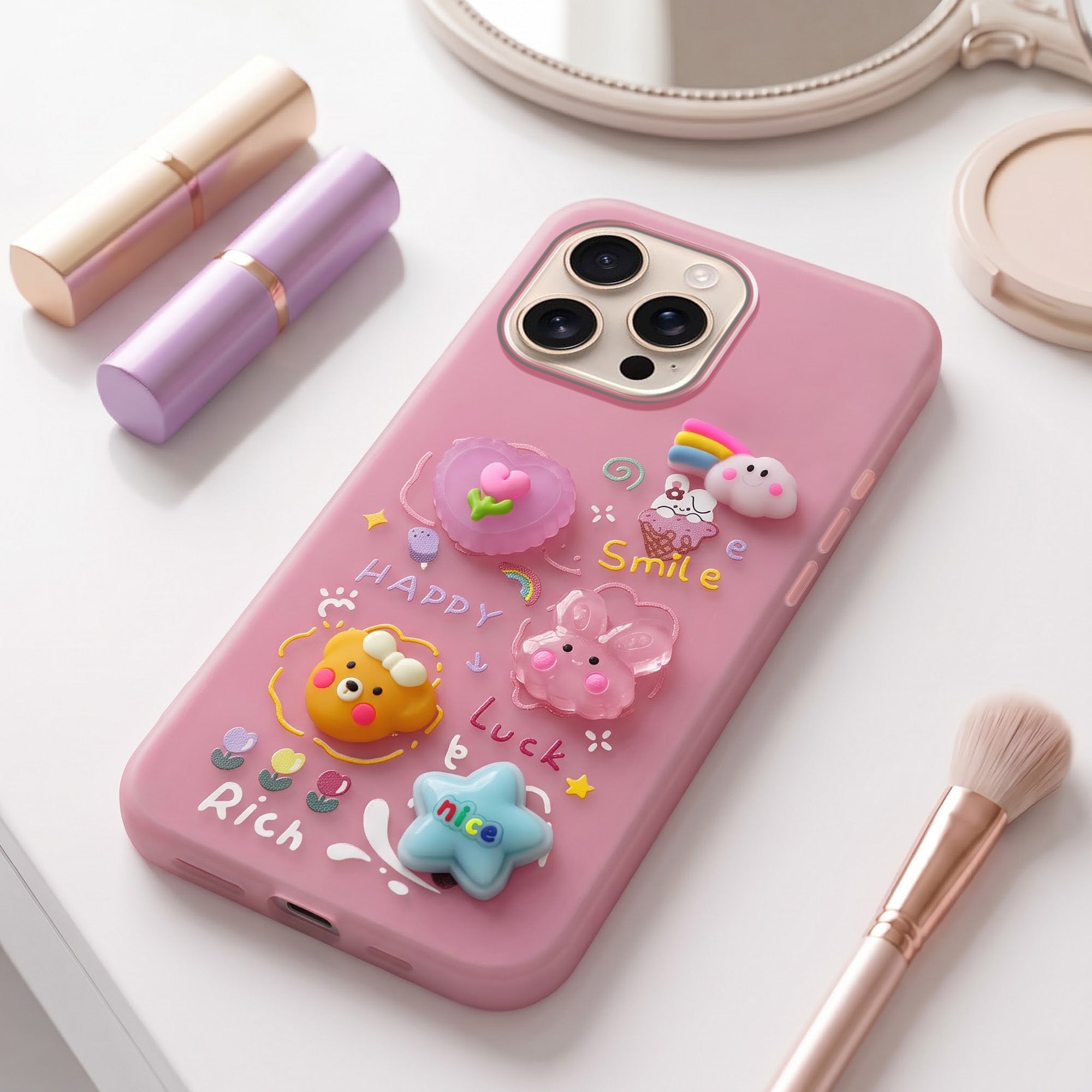 For Apple iPhone 16 Pro Max Back Cover Case (3D Cute Cartoons | Hard Back Side Soft | Matte Premium Finish | HD Printing)