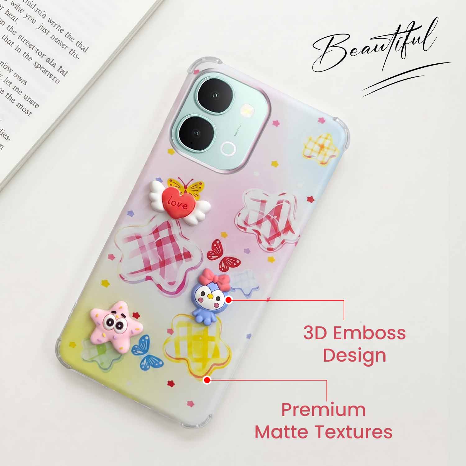 For Vivo iQOO Z11x 5G Back Cover Case (3D Cute Cartoons | Hard Back Side Soft | Matte Premium Finish | HD Printing)