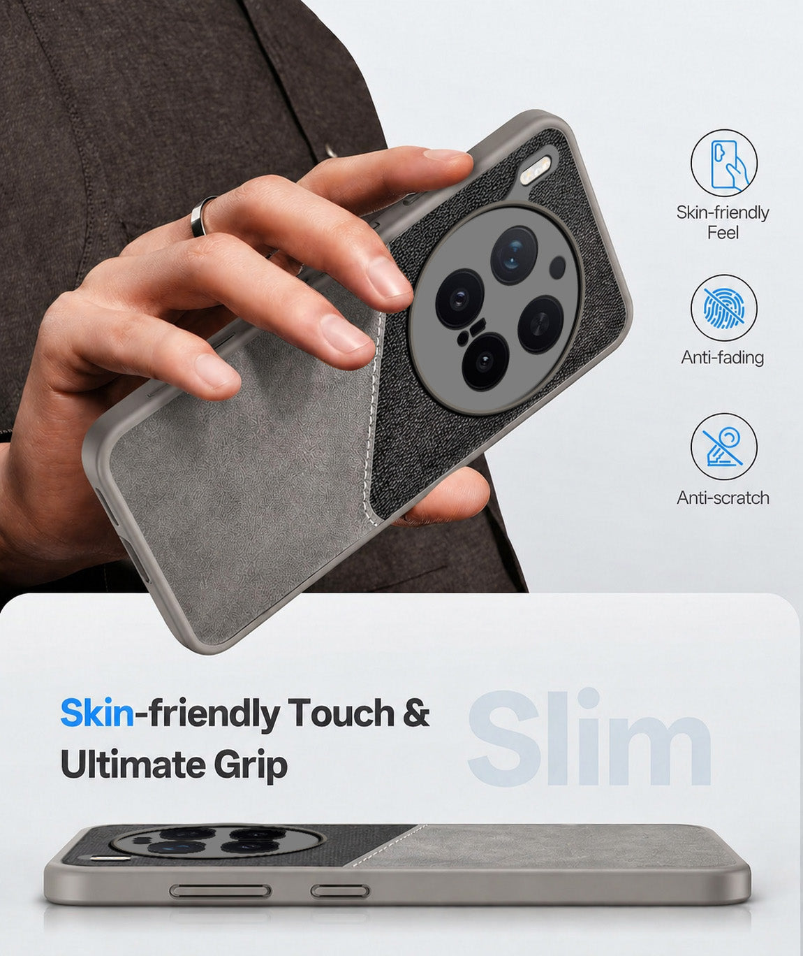 For Vivo X300 Pro Back Cover Case (Dual PU Leather Stitch | Professional Minimalist | Soft and Flexible)