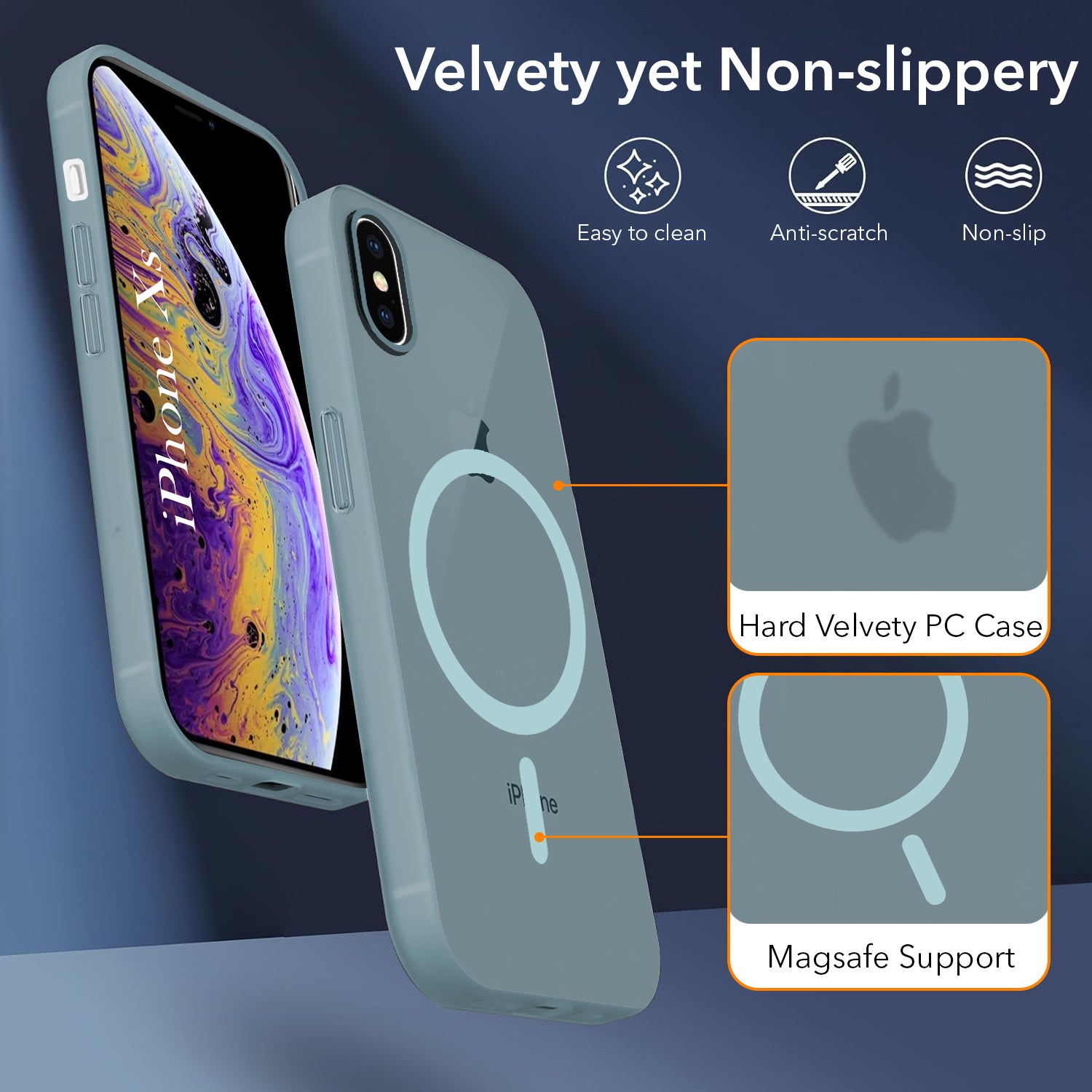 For Apple iPhone Xs Back Cover Case (Frosted Matte Feel | MagSafe Compatible Wireless Charging | Polycarbonate Material)